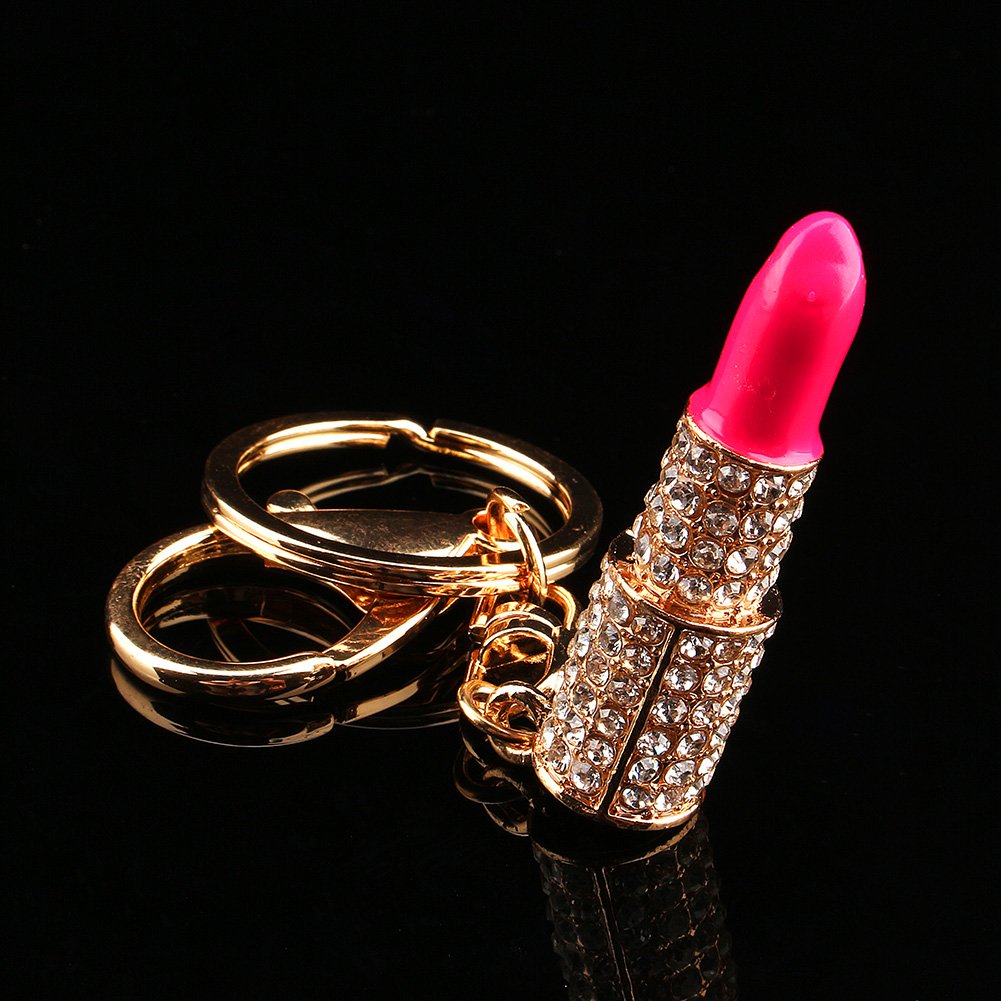 Yosoo Crystal Lipstick Keychain - Rhinestone Purse Charm Pendant for Women & Girls | Fashion Accessories Gift for Christmas, Birthday, Party | Perfect for Handbags, Wallets & Keyrings