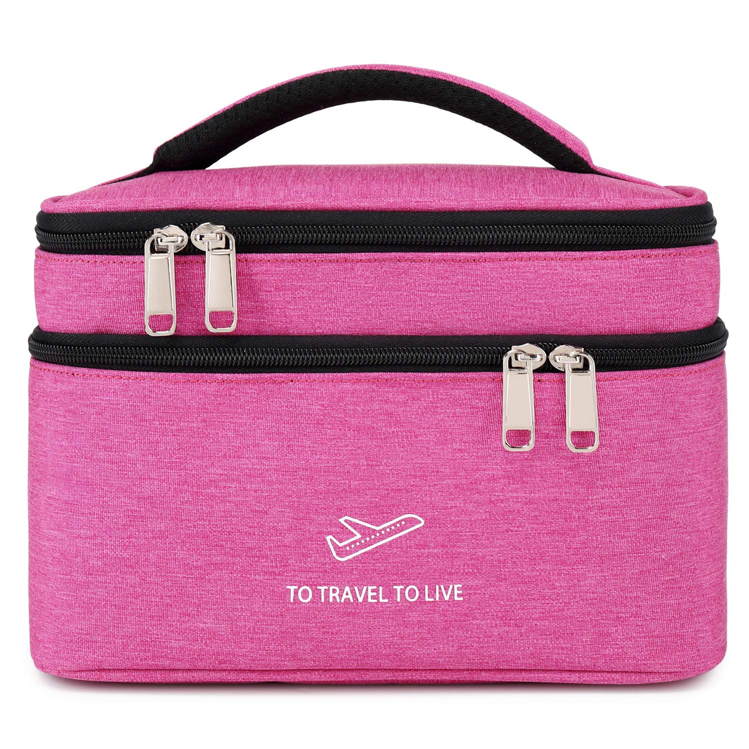 Goldwheat Double Layer Makeup Bag for Women - Travel Cosmetic Organizer with 2 Compartments, Christmas Birthday Gift Idea for Her - Perfect for Travel, Gym, and Everyday Use