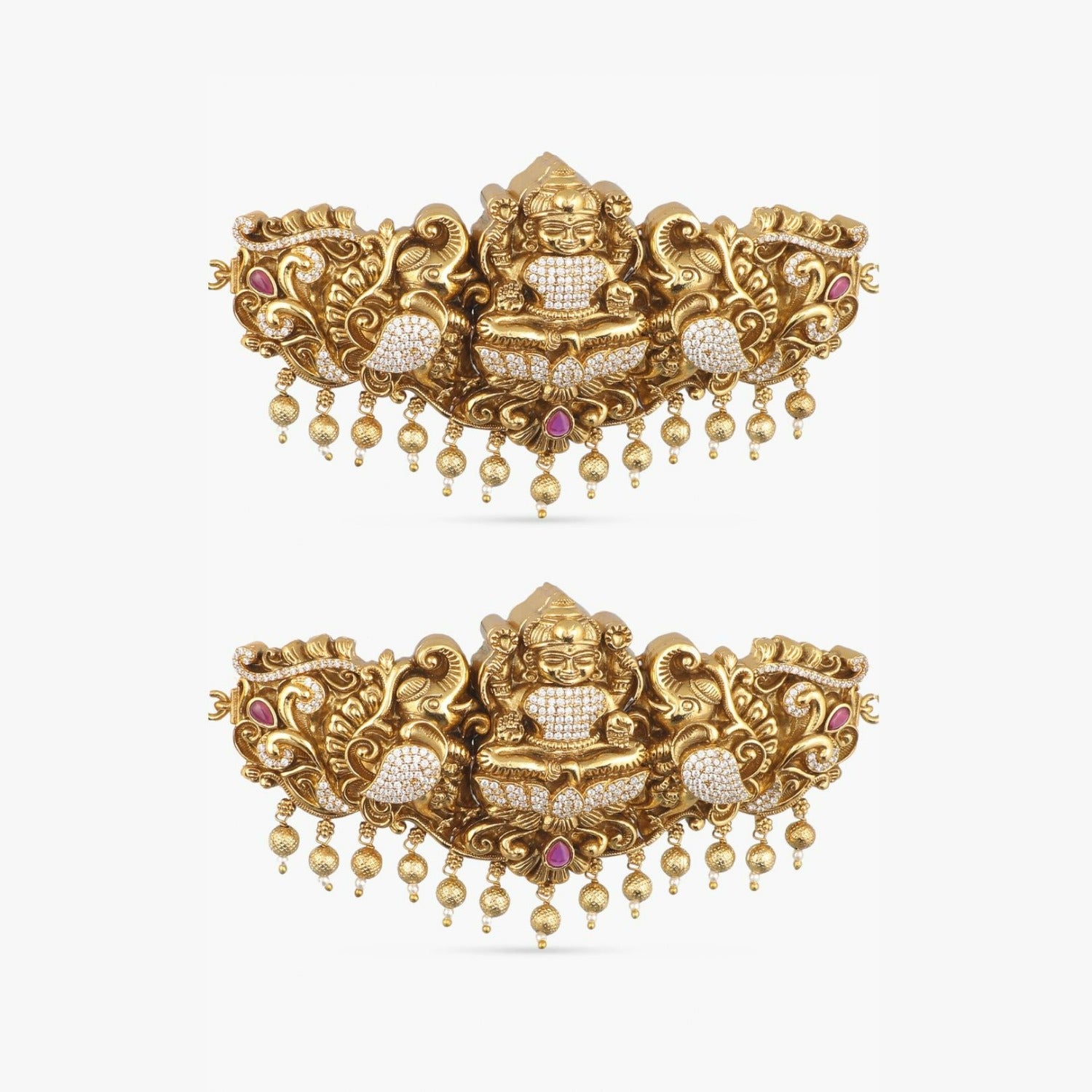 Vintage Indian Temple Armlets - Handcrafted Antique Gold Plated Bangles for Women - Perfect for Weddings, Festivals & Boho Fashion