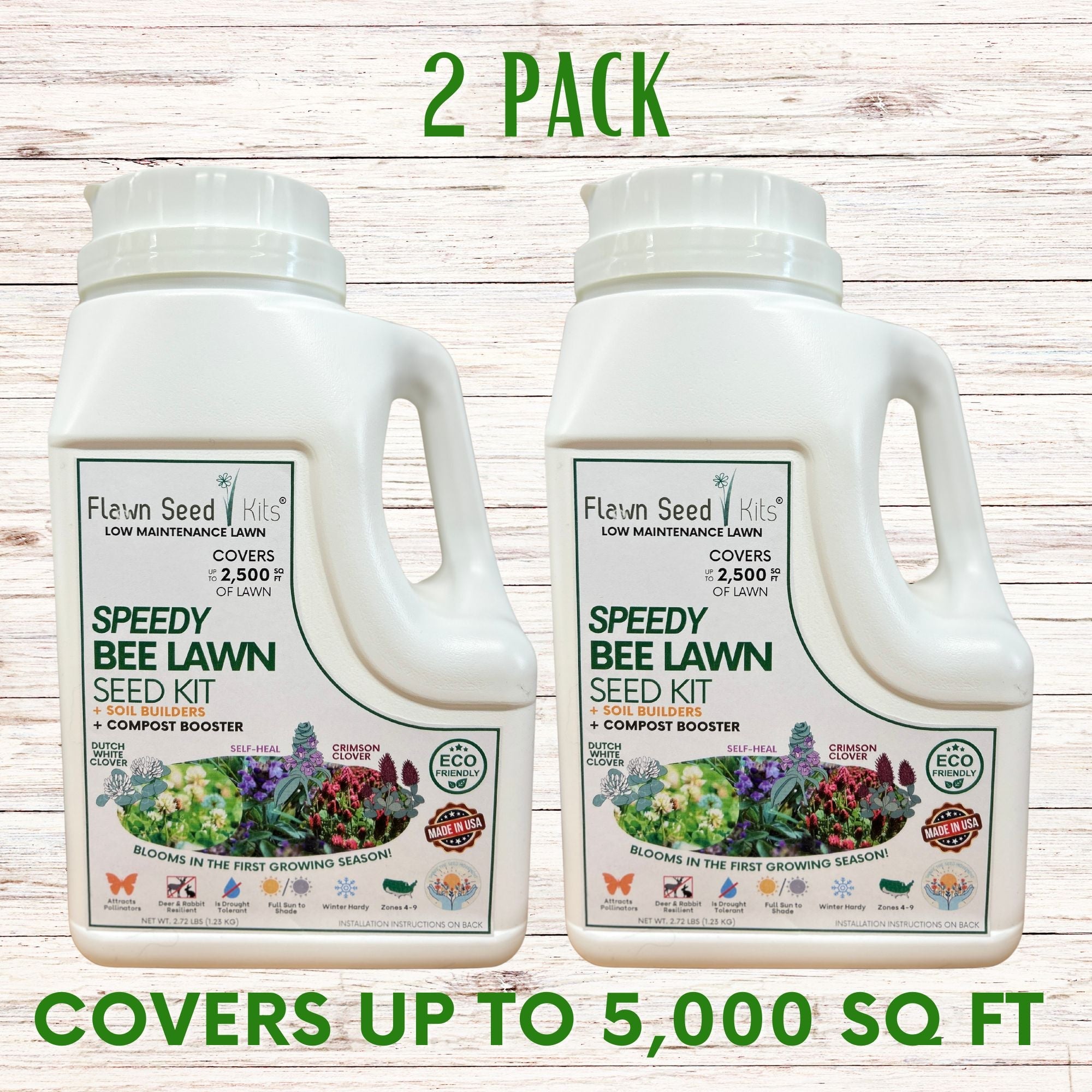 Speedy Bee Lawn Seed Kit - Fast Growing Wildflower Seeds for Pollinator Gardens | Attract Bees & Butterflies | Perfect for Backyards, Meadows & Eco-Friendly Landscaping