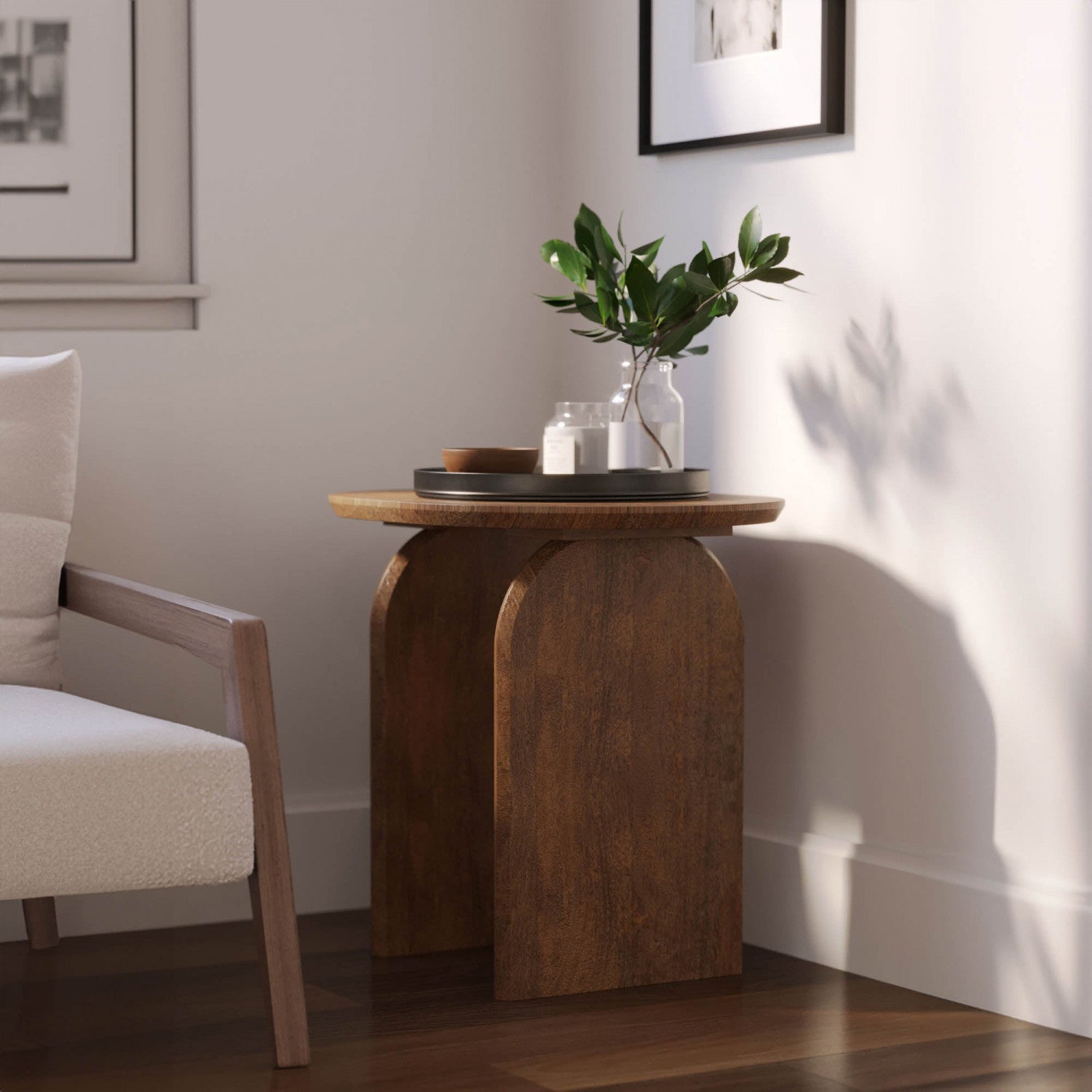 Modern Brikka Side Table - Brown Wooden End Table for Living Room, Bedroom, or Office - Perfect for Coffee, Books, and Decor