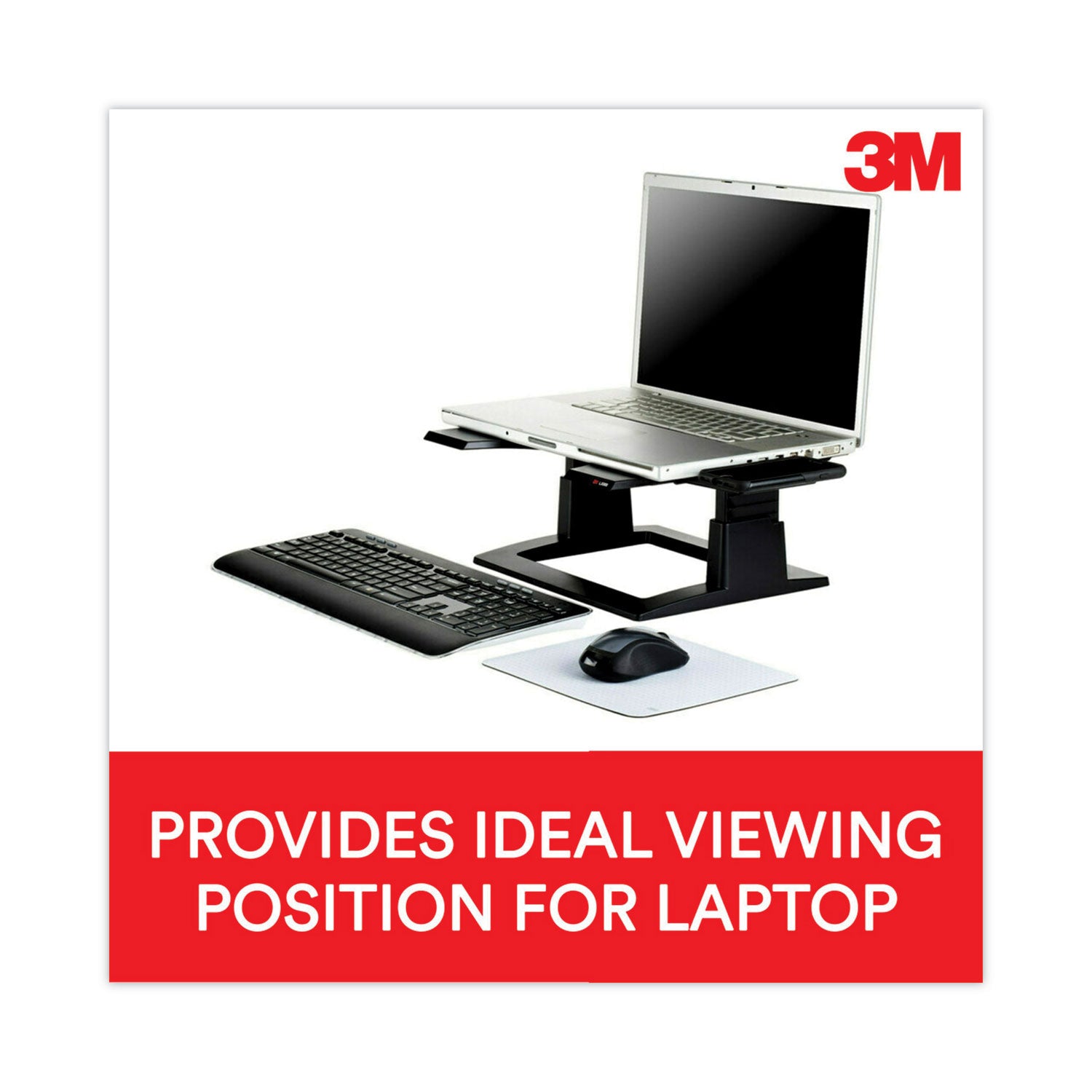3M™ Adjustable Laptop Stand for Desk - 13 x 13 Inches, Height 4 to 6 Inches - Ergonomic Computer Riser Holder Supports Up to 20 lbs - Perfect for Home Office, Gaming Setup & Workspace Ergonomics (Black)