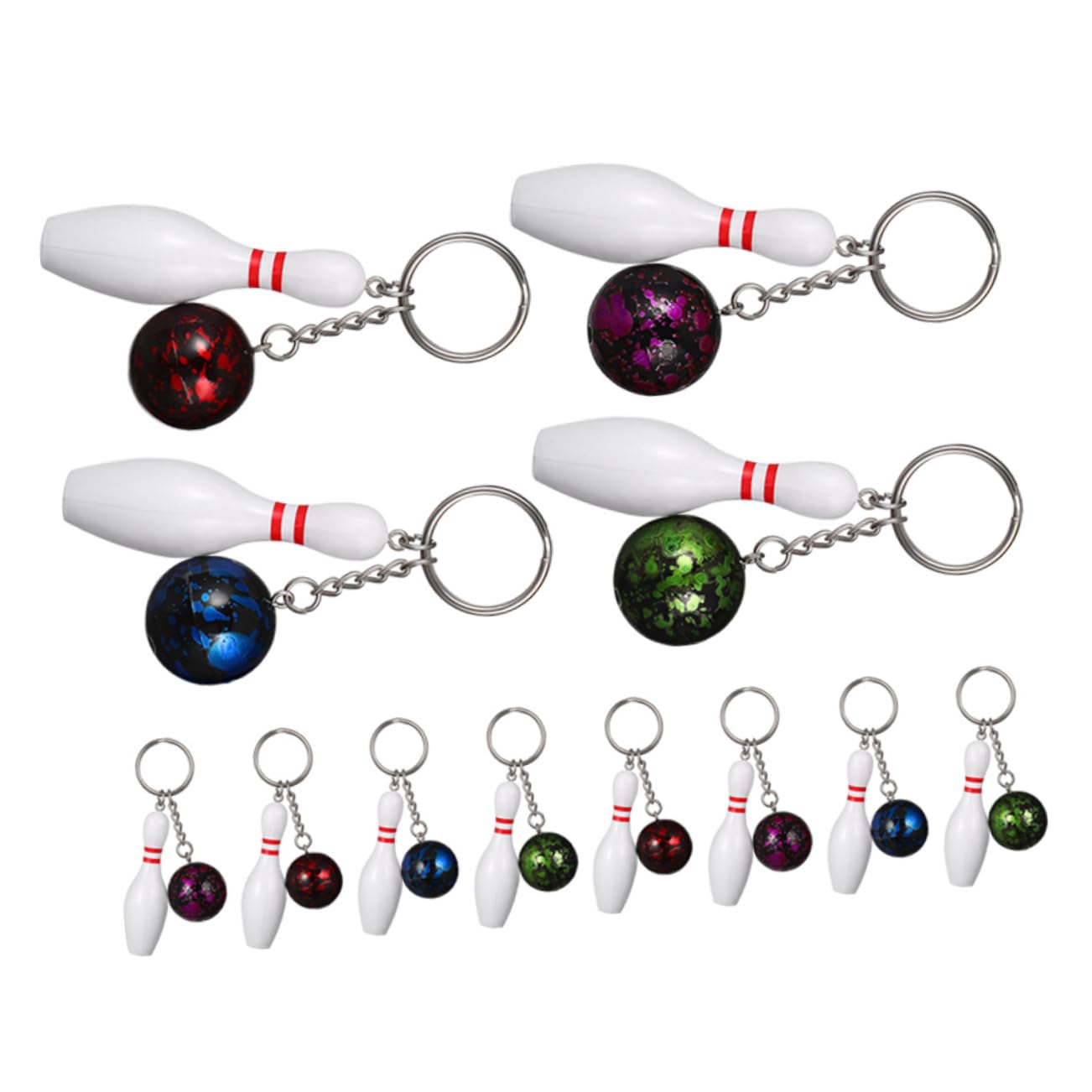 Balacoo 12pcs Bowling Keychain Set - Sports-Themed Mini Keychains, Exquisite Bowling Party Decorations, Lovely Hanging Ornaments for Bowling Enthusiasts, Perfect for Gifts, Bag Charms, and Event Favors