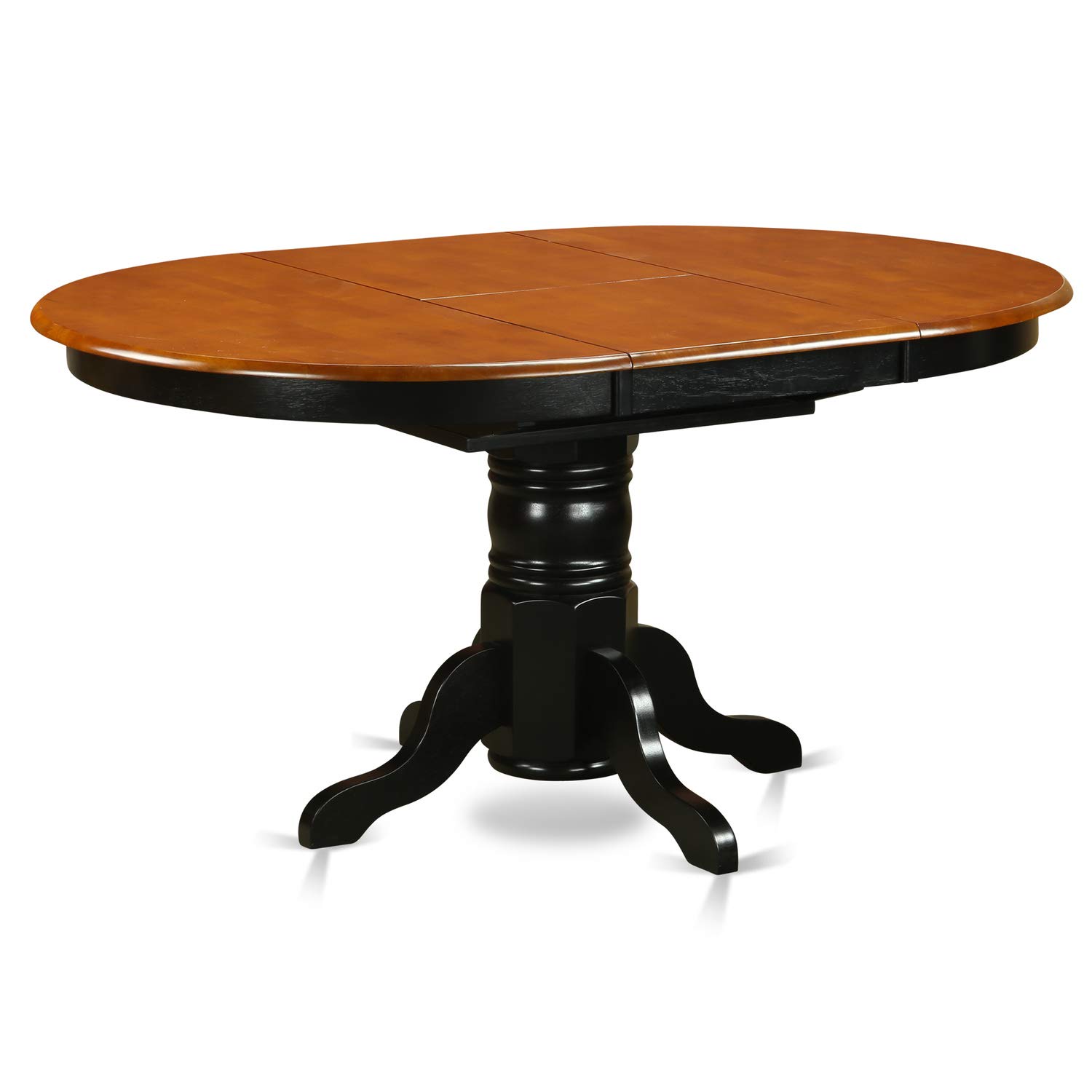 East West Furniture AVON7-BLK-W 7-Piece Dining Room Set - Oval Table with Leaf & 6 Chairs, Perfect for Family Dinners and Entertaining Guests
