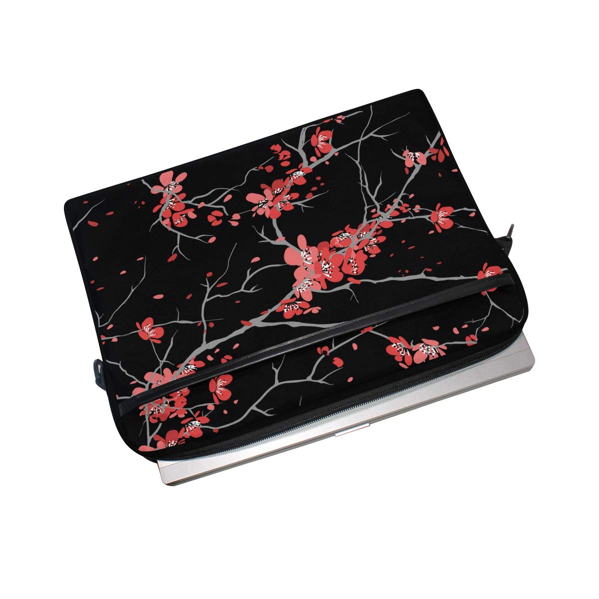ALAZA Cherry Blossom Floral Laptop Sleeve Case - Convertible Crossbody Messenger Bag with Strap Pocket for MacBook Air Pro, Dell, HP, Lenovo 14-15.4 Inch - Perfect for Work, School & Travel Protection