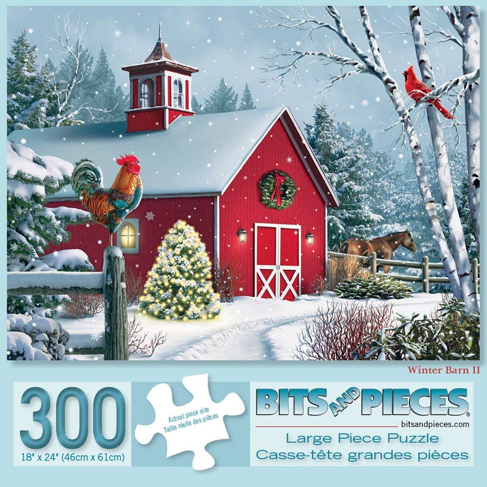 300 Piece Jigsaw Puzzle for Adults - 'Winter Barn II' Landscape Art by Alan Giana - 18