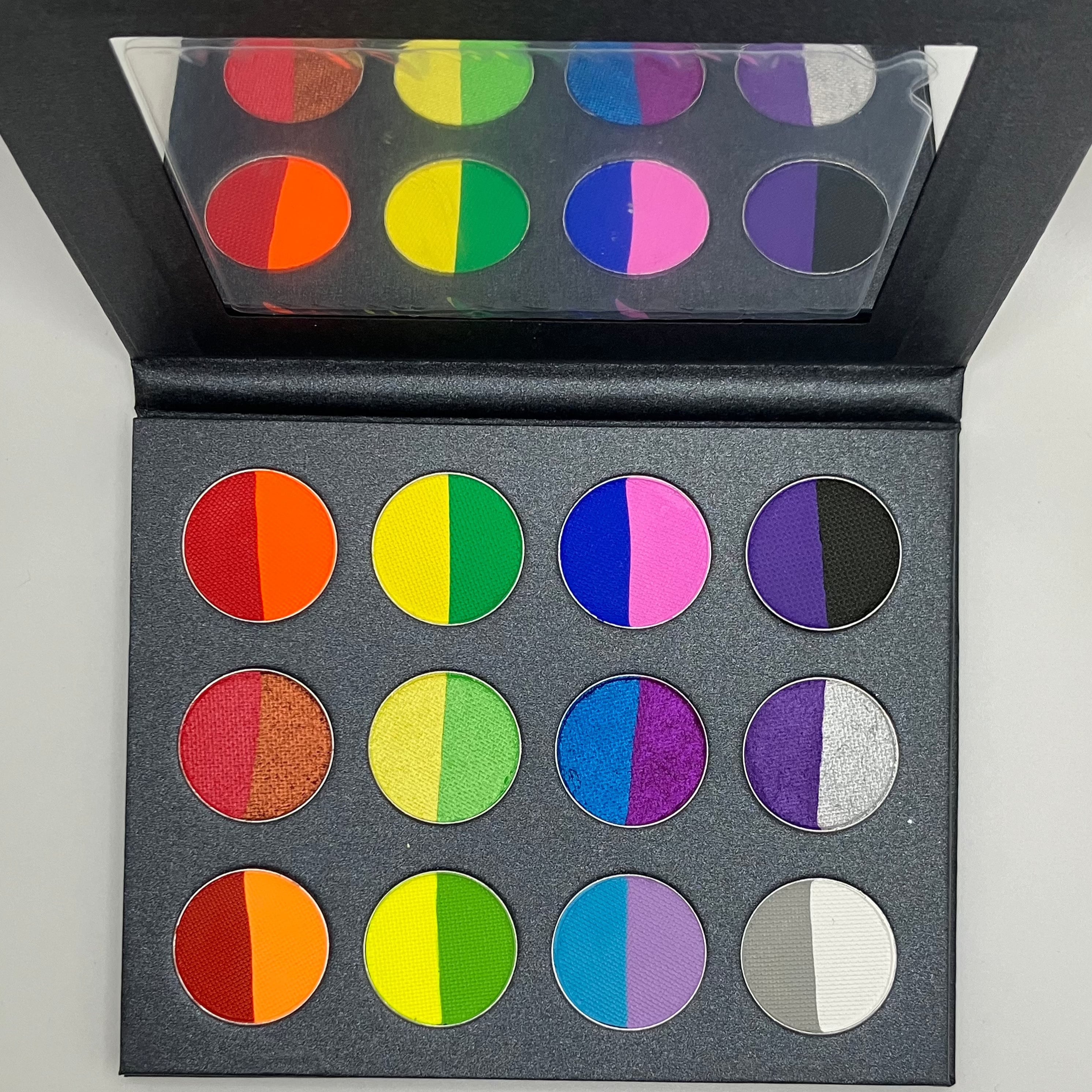 Water Activated Rainbow Eyeliner Palette - 24 Vibrant Shades for Bold & Creative Makeup Looks - Perfect for Halloween, Cosplay & Festival Makeup