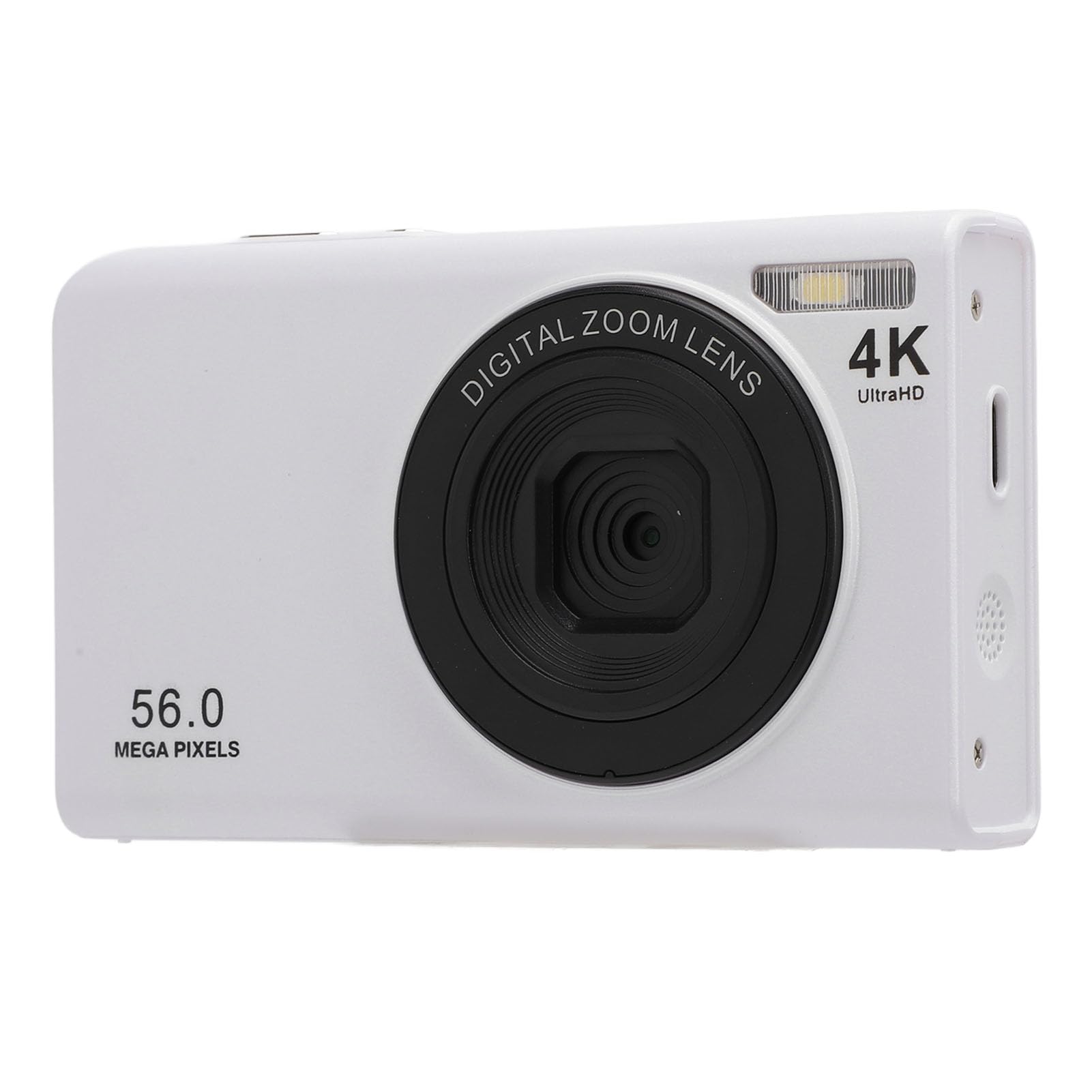 6MP 4K HD Digital Camera with Autofocus, 16x Digital Zoom & Anti-Shake - 2.4 Inch Screen Portable Camera for Travel, Vlogging & Outdoor Photography (White)