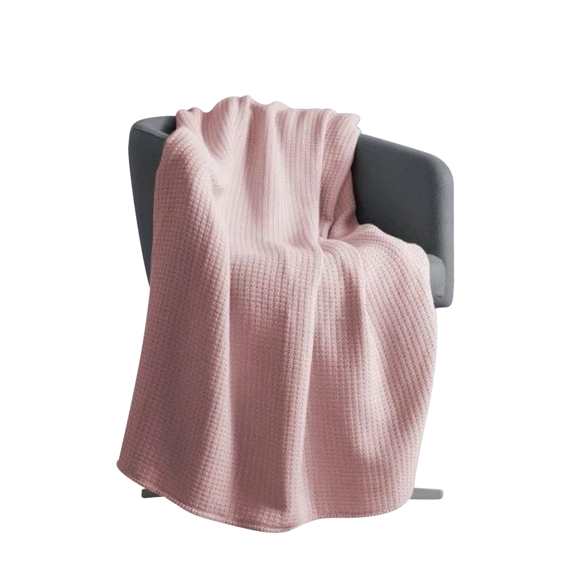 Belledorm 100% Cotton Waffle Weave Knitted Throw Blanket - Coral, 150x200cm (59x79 Inches) - Soft & Cozy Bedspread for Sofa, Bed, or Couch - Perfect for Home Decor, Living Room, and Gift Giving