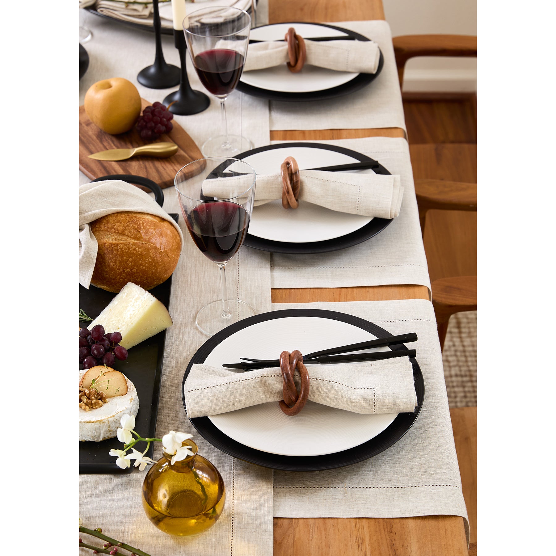 Elegant Classic Hemstitch Placemats Set of 4 - Premium Linen Table Mats for Dining Room Decor, Wedding & Holiday Table Setting - Perfect for Formal Dinner Parties & Home Decor