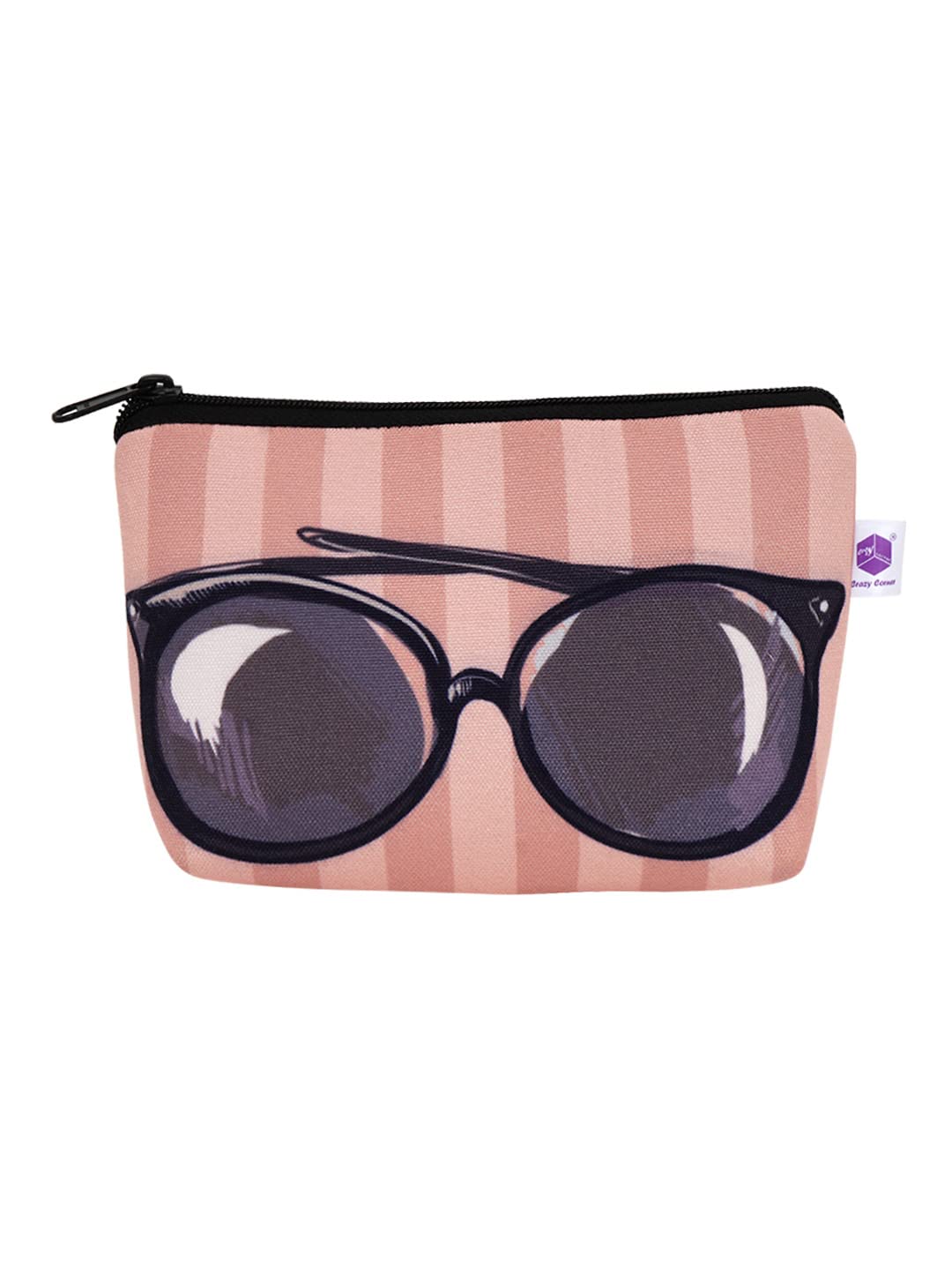 Crazyify Printed Makeup Pouch for Women | Waterproof Canvas Cosmetic Bag | Travel Toiletry Organizer with Zipper | Perfect for Gym, Beach & Daily Essentials Storage