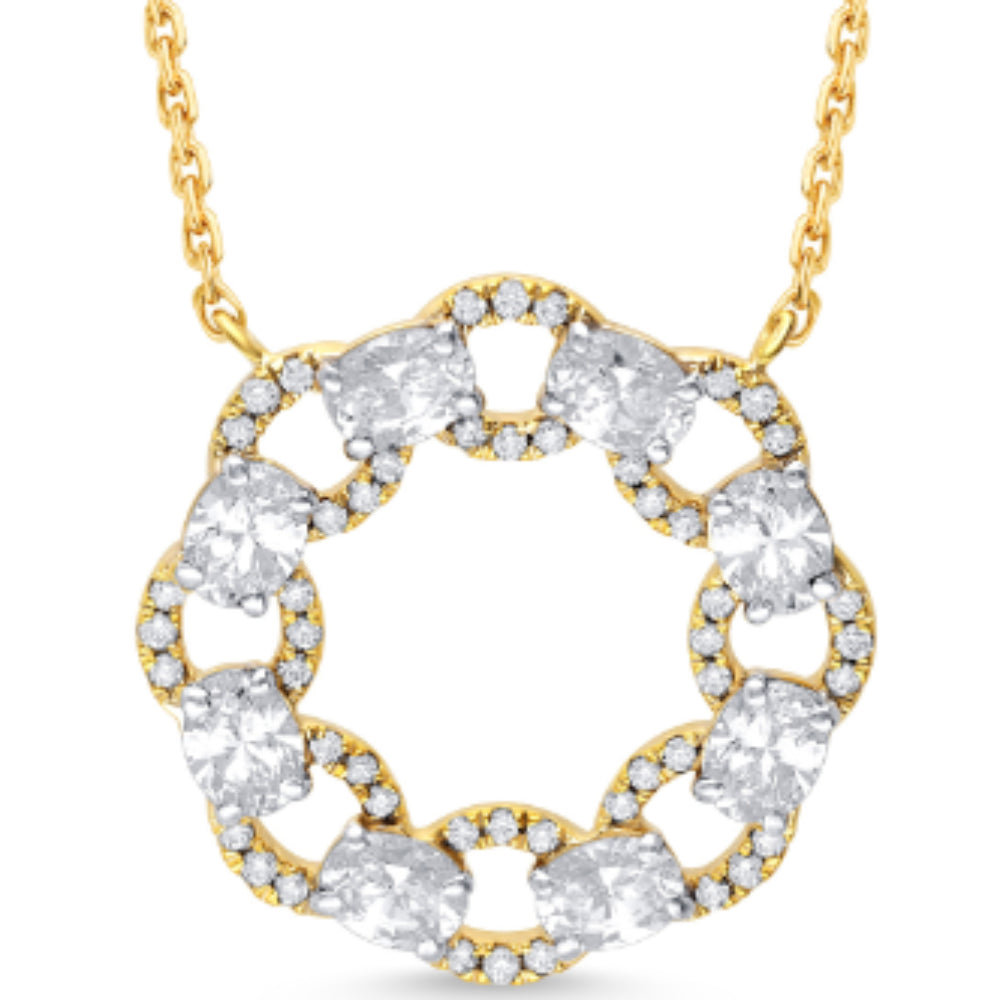 14K Gold Diamond Link Circle Pendant Necklace for Women - Elegant Layering Jewelry Gift for Birthday, Anniversary & Special Occasions