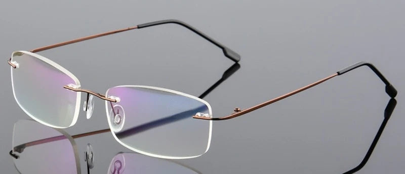 Brightzone Women's Rimless Square Copper Reading Glasses 71202 - Lightweight Blue Light Blocking Readers for Computer Work, Reading & Office Use