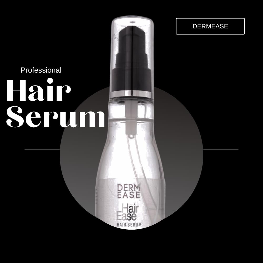 Derm Ease Hair Serum with Argan Oil, Almond Oil & Vitamin E - Repairing Treatment for Frizzy, Damaged Hair - Men & Women (100ml) - Perfect for Daily Hair Care & Salon-Quality Results at Home
