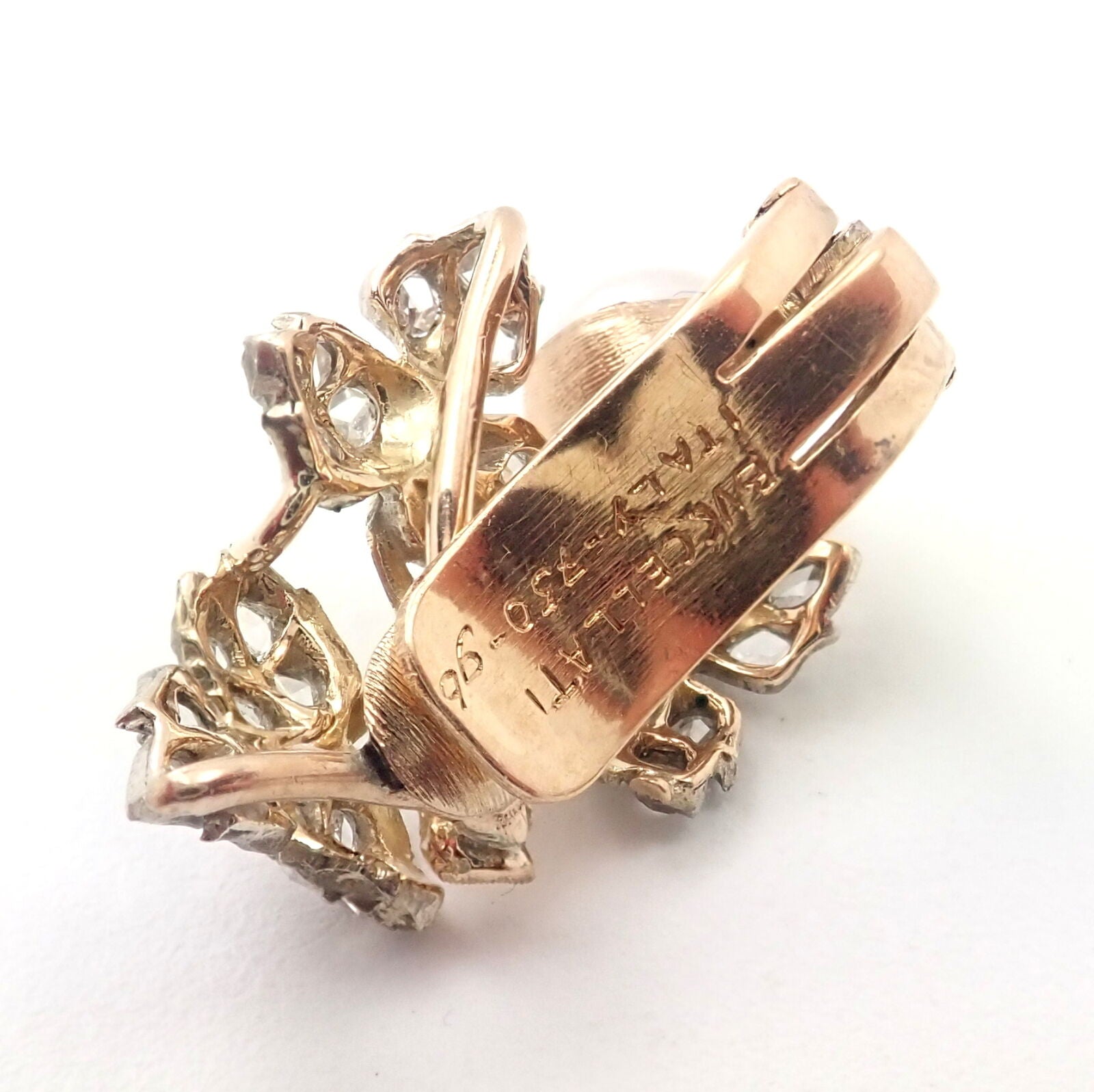 Authentic Gianmaria Buccellati 18k Yellow Gold Pearl Rose Cut Diamond Earrings - Luxury Jewelry for Weddings & Special Occasions