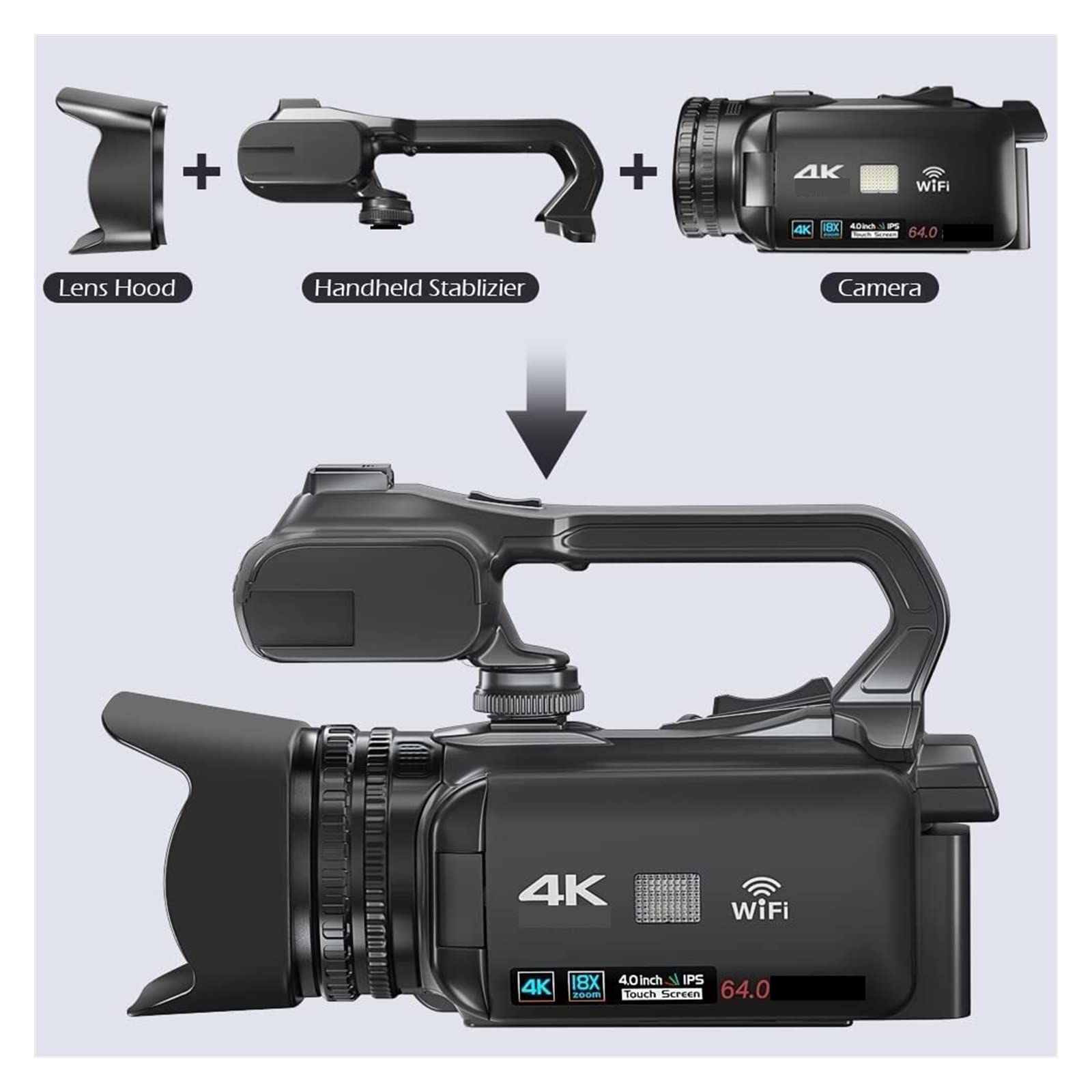 BODORME 64MP 4K Digital Camera with Auto Focus - Perfect for Vlogging, Live Streaming & Photography (32G SD Card & MIC Light Included)