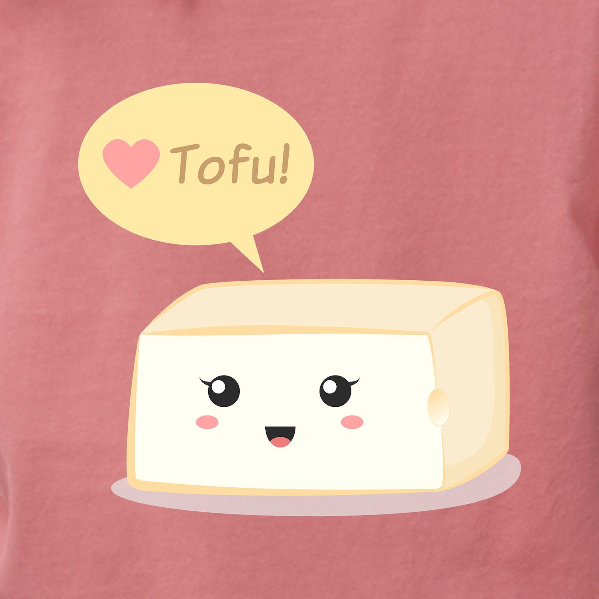 Kawaii Tofu Asking People to Love Tofu T-Shirt - Women's Comfort Colors Vegan Tee for Casual Wear & Animal Rights Support