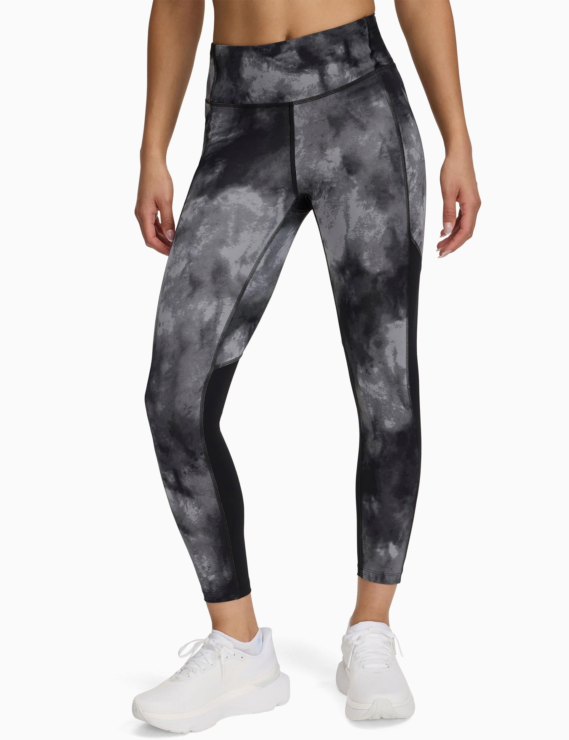 Printed Ankle Tights for Women - Black Reflective Leggings for Running, Yoga & Workout - High Waist Compression Tights for Fitness & Activewear