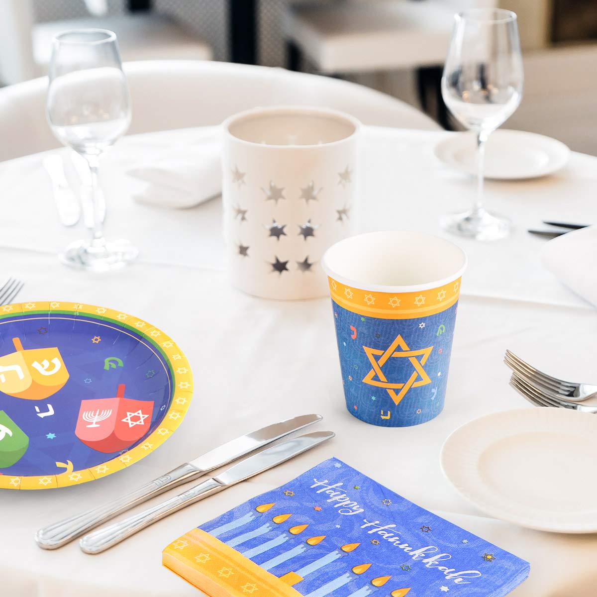 44PCS Hanukkah Party Set - Premium Chanukah Decorations with Plates, Cups & Napkins for Jewish Holiday Celebrations | Perfect for Hanukkah Parties, Family Gatherings & Festival Home Decor