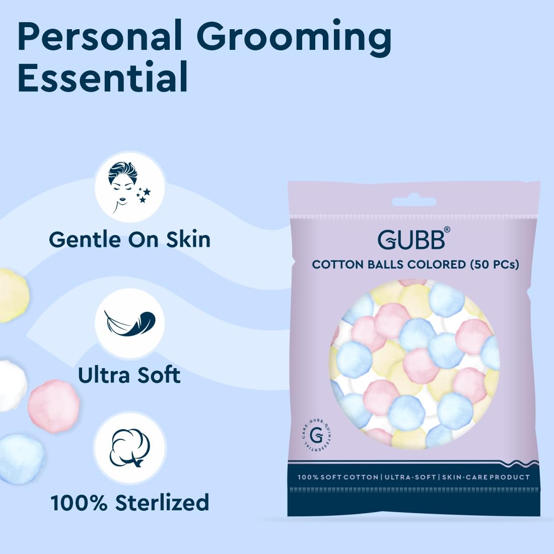 GUBB 100% Cotton Makeup Remover Pads - Soft Hypoallergenic Facial Cleansing Rounds for Sensitive Skin - Gentle & Absorbent Cotton Balls for Makeup Removal - 2 Pack - Perfect for Daily Skincare Routine, Travel & On-the-Go Use