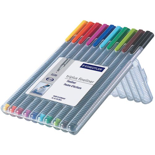 Staedtler Triplus Fineliner Pens - 10 Color Assorted Fine Tip Marker Set for Drawing, Sketching & Note Taking - Perfect for Artists, Students & Office Use