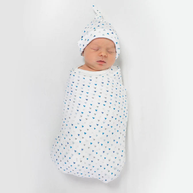Premium Muslin Swaddle Blanket & Pajama Gift Set for Babies - Tiny Triangles Design (BGB 0031) | Soft & Breathable for Newborn Sleep, Swaddling & Photo Shoots