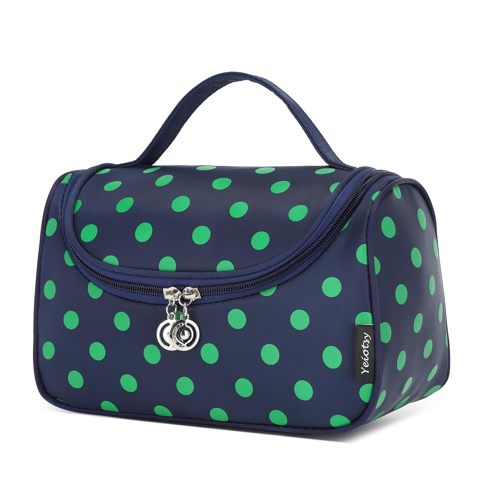 Yeiotsy Waterproof Cosmetic Bag for Women - Polka Dots Travel Makeup Organizer & Toiletry Pouch - Perfect for Travel, Gym, and Daily Essentials Storage