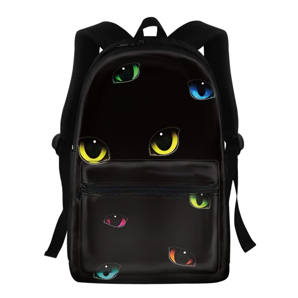 Freewander Multifunctional Tablet Laptop Backpack - Waterproof School Bag for College, Business Travel & Work Commute | Durable Rucksack with USB Charging Port & Anti-Theft Design | Classic Black with Colorful Cartoon Eyes - Perfect for Students, Professionals & Digital Nomads