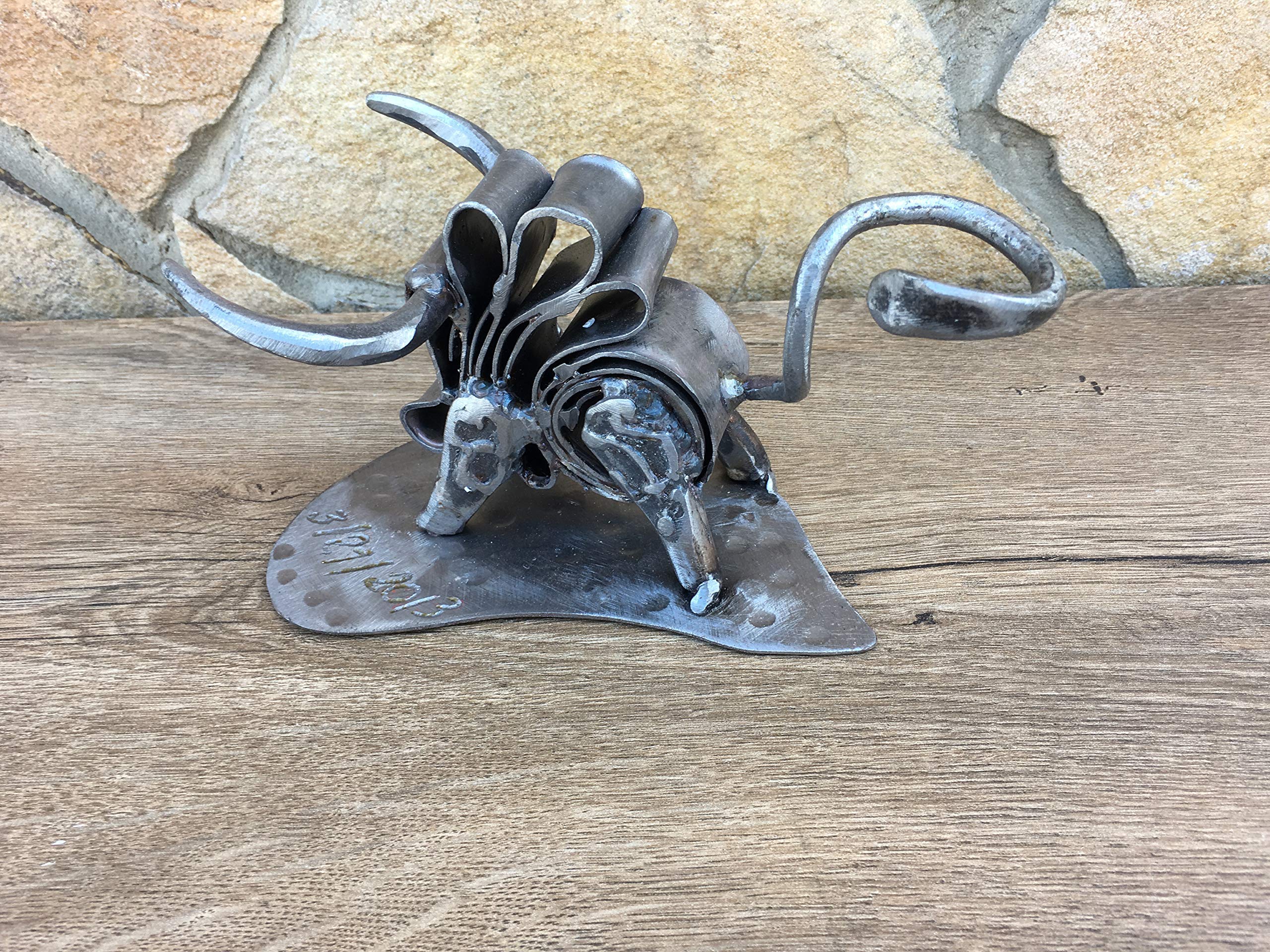 6th Anniversary Gift for Him - Personalized Iron Bull Statue | Unique Iron Wedding Anniversary Present | Customized Metal Home Decor for Couples, Office Desk, or Man Cave
