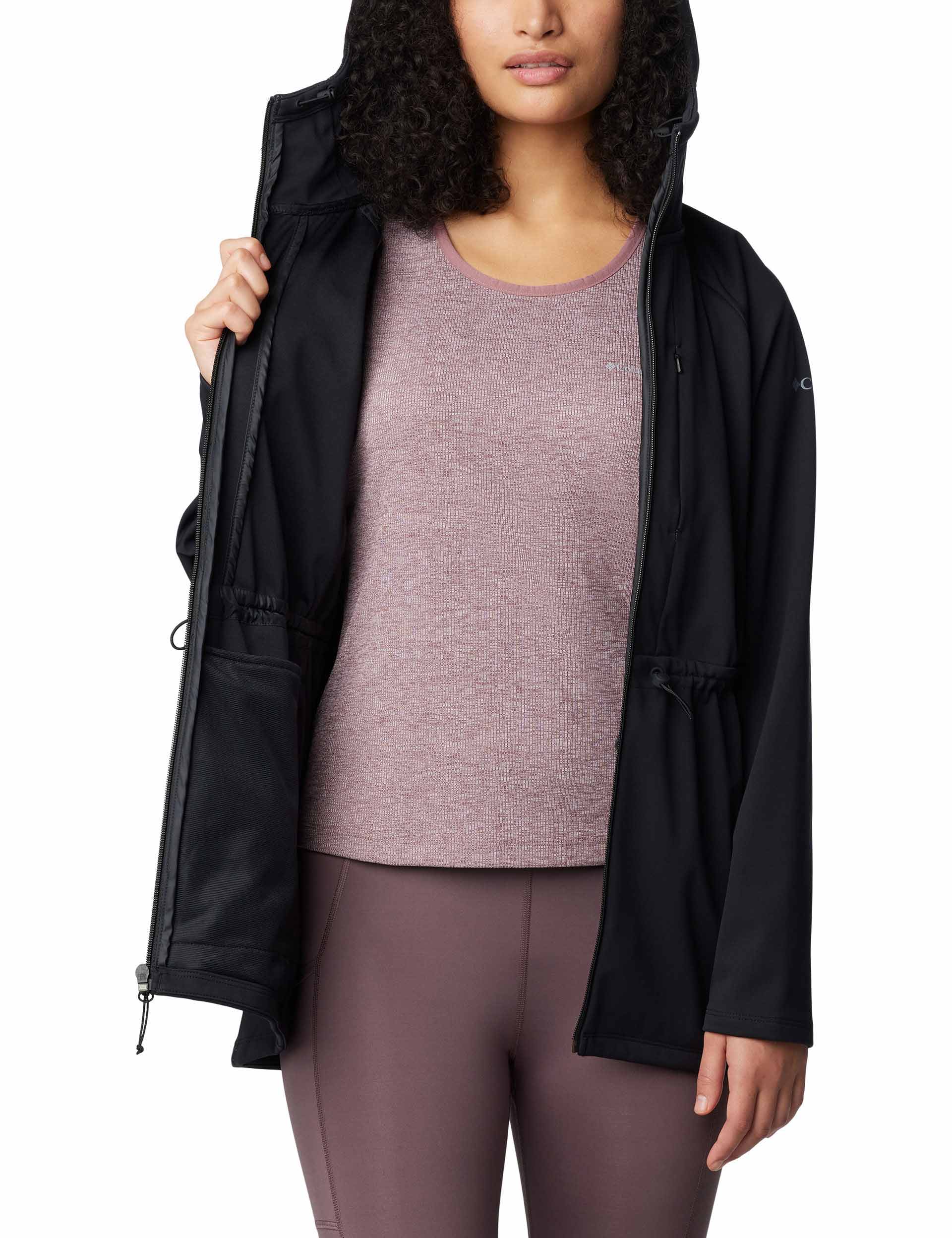 Flora Park II Mid Softshell Jacket for Men & Women - Lightweight Waterproof Windbreaker for Hiking, Running & Outdoor Activities - Black