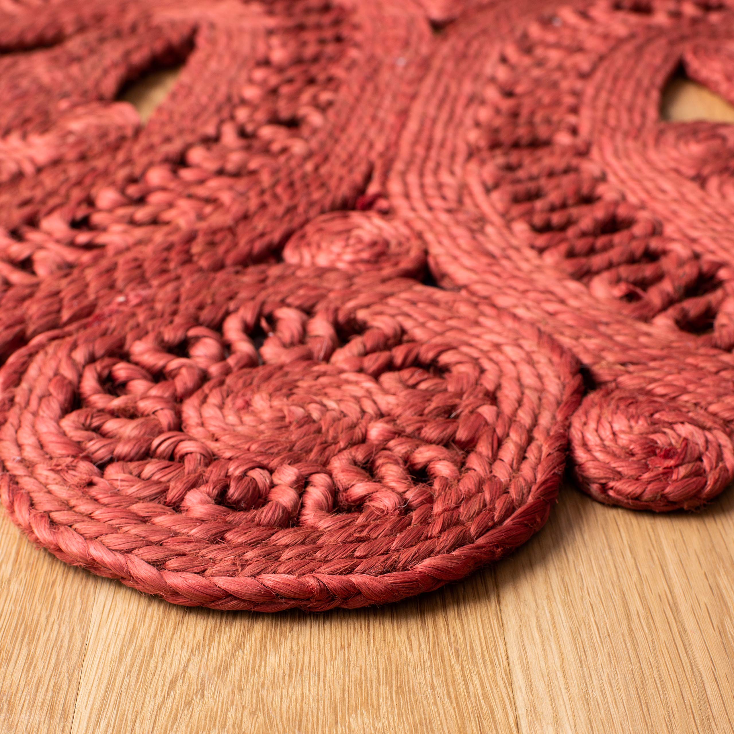 SAFAVIEH Handmade Boho Jute Area Rug 7' Round - Natural Fiber Rust Farmhouse Rug for Living Room, Bedroom & Boho Decor | NF360P