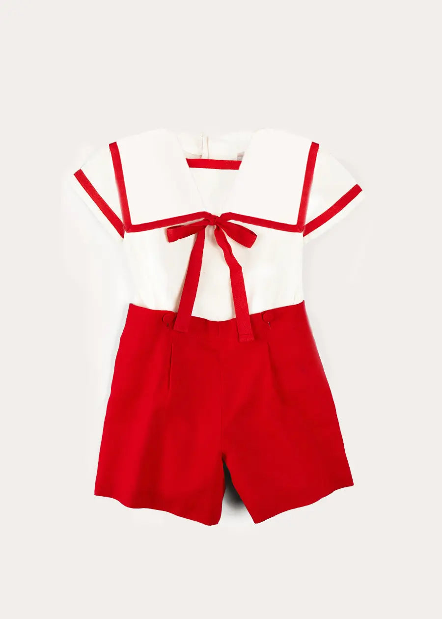 Mariner Collar Short Sleeve Two-Piece Outfit for Boys & Girls (12 Months-6 Years) | Nautical Style Summer Clothes | Perfect for Beach Vacations, Family Photos & Casual Playdates