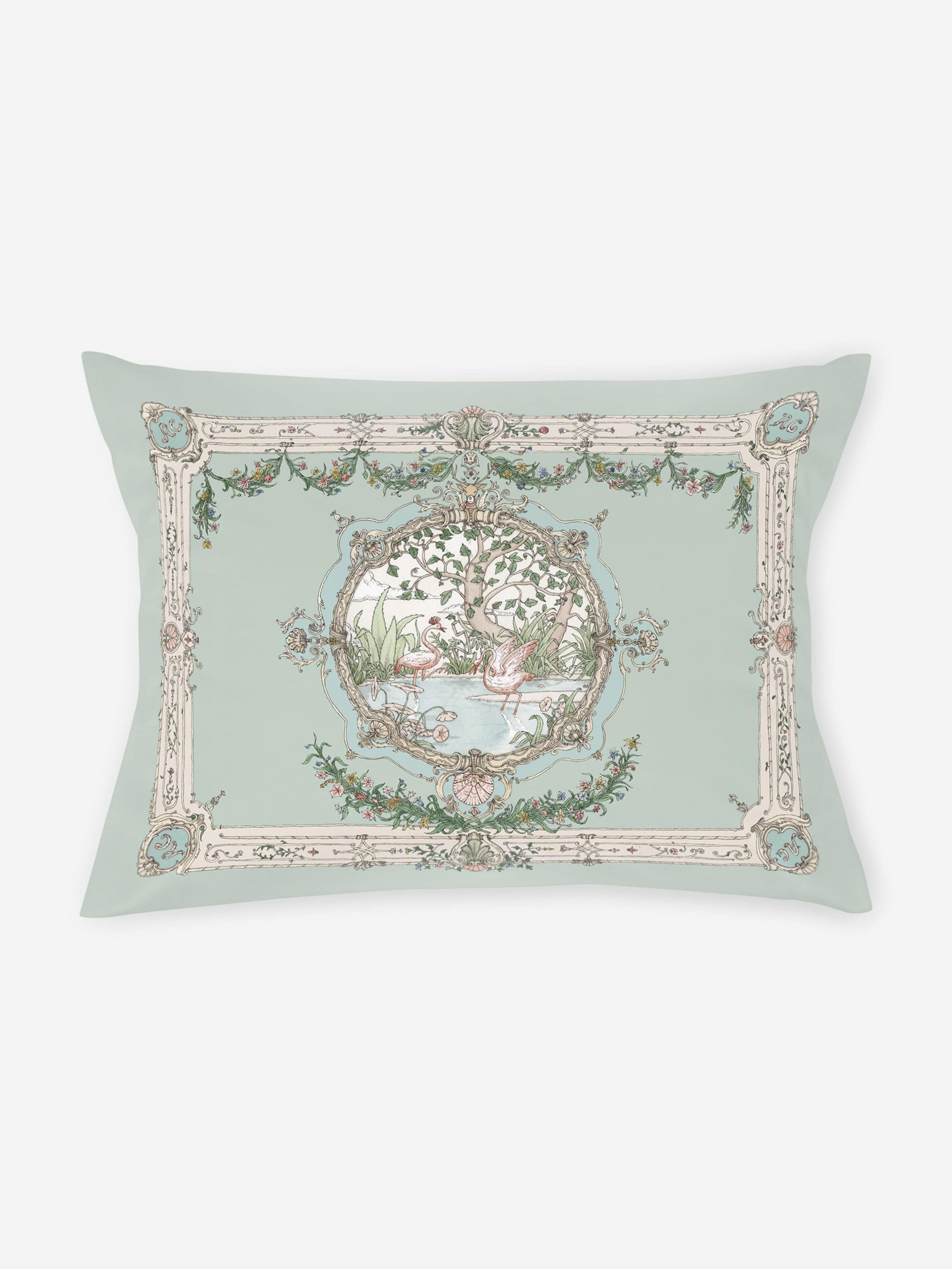 Atelier Choux Premium Baby Tapestry Satin Pillow Cover - Green (40x30 cm) for Nursery Decor & Newborn Photography Backdrop