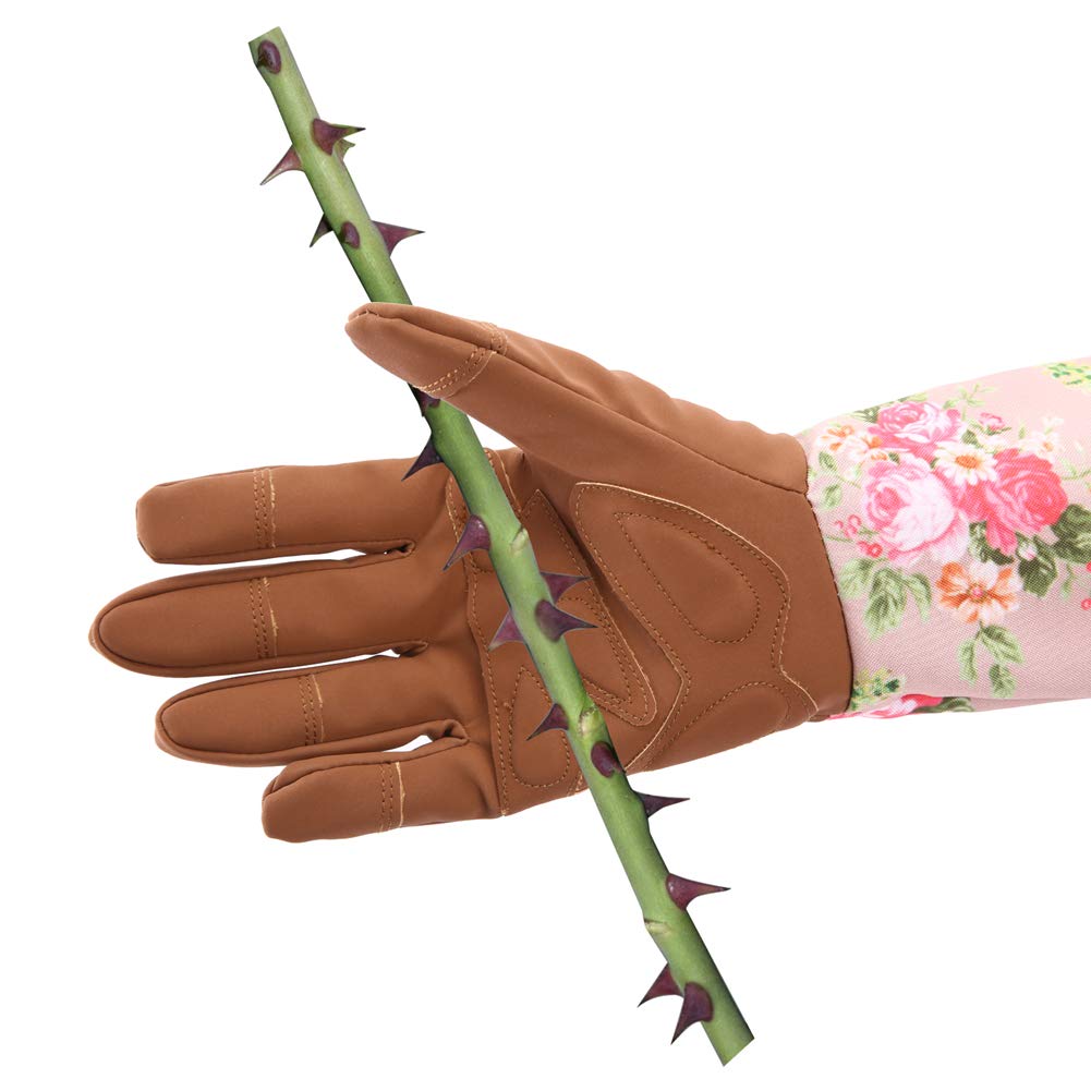 Leather Gardening Gloves for Women - Thorn Proof, Extended Long Rose Pruning Gloves - Perfect Gift for Mother & Grandma - Ideal for Rose Gardening, Pruning, and Outdoor Work (Brown)