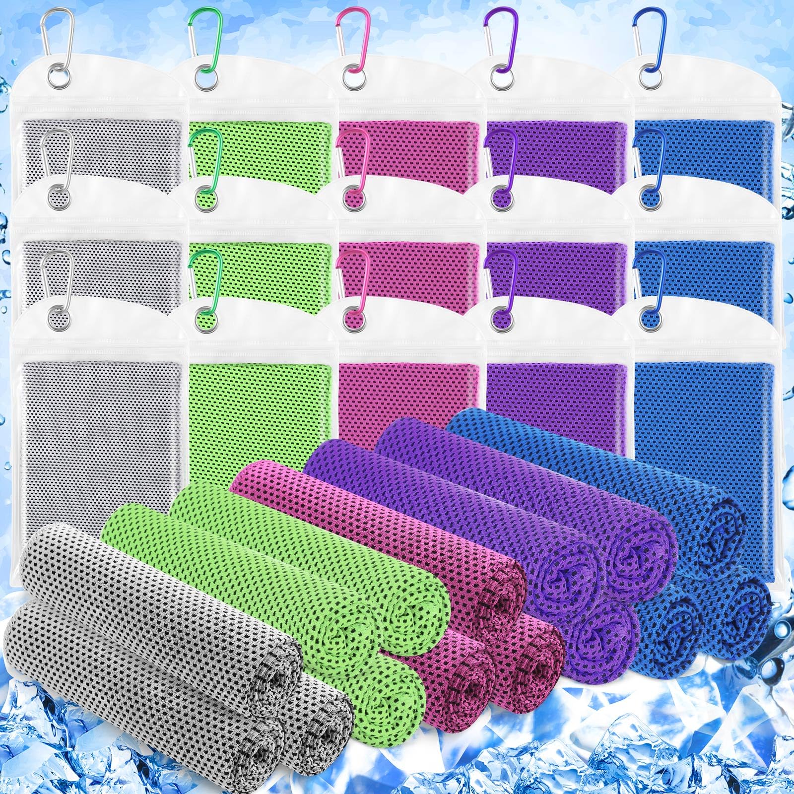15 Pack Cooling Towels for Neck & Face - 40