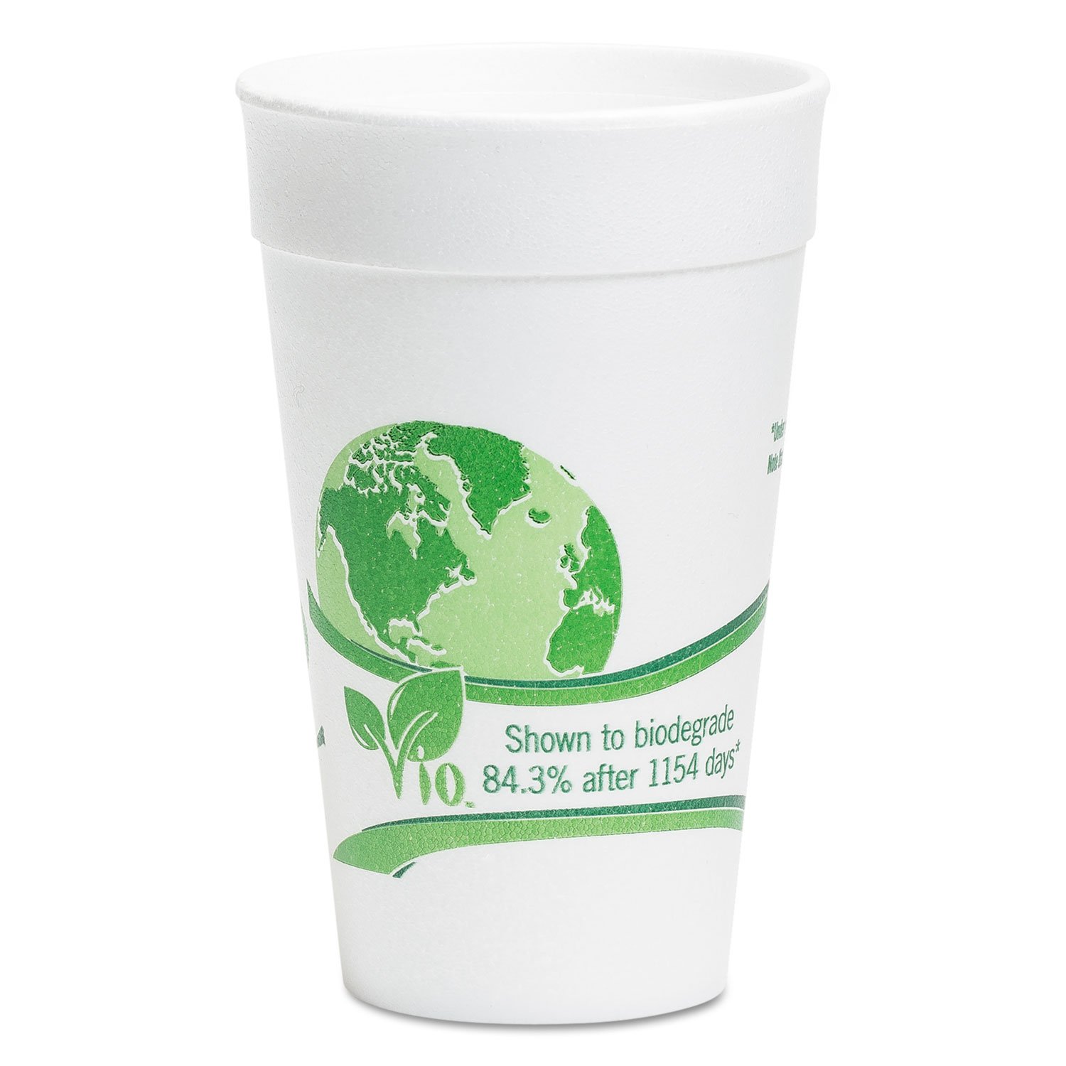 Eco-Friendly 32 oz Biodegradable Foam Cups - White/Green by Wincup | Perfect for Parties, Picnics & Outdoor Events | Sustainable Disposable Drinkware