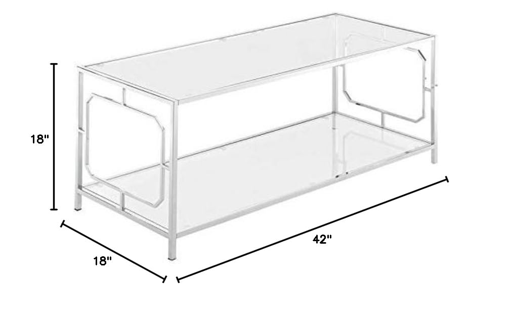 Modern Glass Coffee Table with Chrome Frame - Sleek & Stylish Living Room Centerpiece for Home Decor