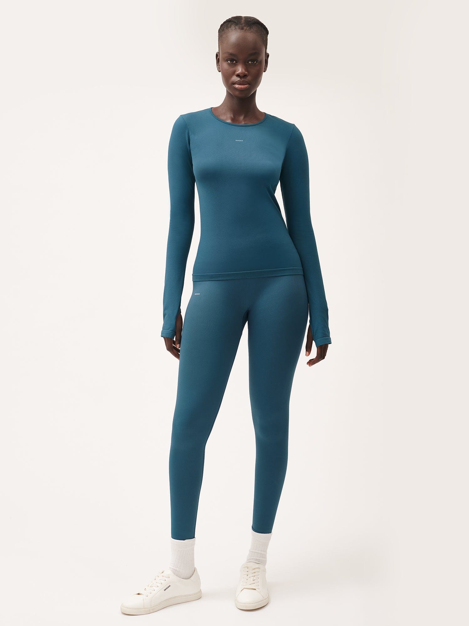 Women's Stretchy Plant-Based Long Sleeve T-Shirt - Storm Blue | Eco-Friendly Casual Top for Yoga, Workout & Everyday Wear
