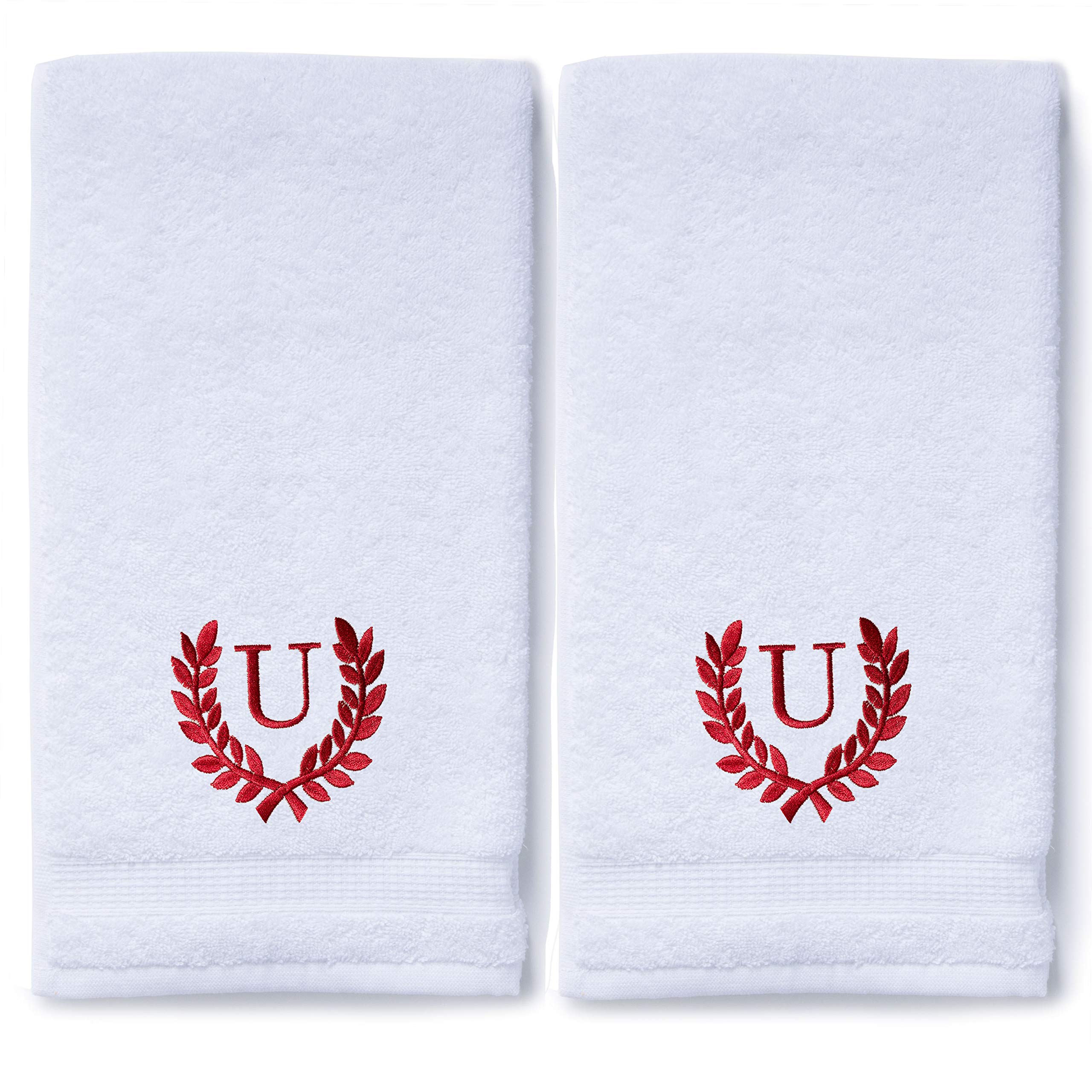 Personalized Monogrammed Hand Towels Set of 2 - Luxury Turkish Cotton 16x30 Inch for Bathroom, Kitchen & Spa | Wedding Gift, Bridal Shower Present | Custom Roman Font Embroidery | Perfect for Home Decor & Guest Towels