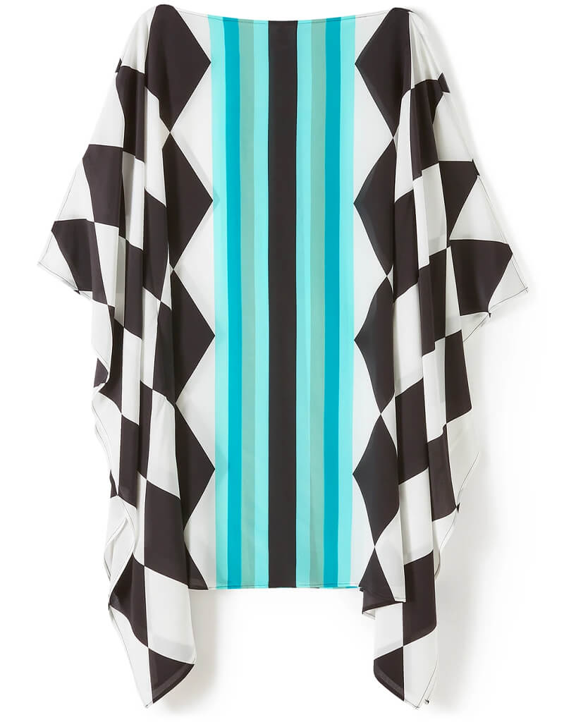 Luxury Black and White Silk Crepe Kaftan Dress - Elegant Soft Flowy Maxi Robe for Women - Perfect for Beach Cover Up, Resort Wear, and Evening Parties