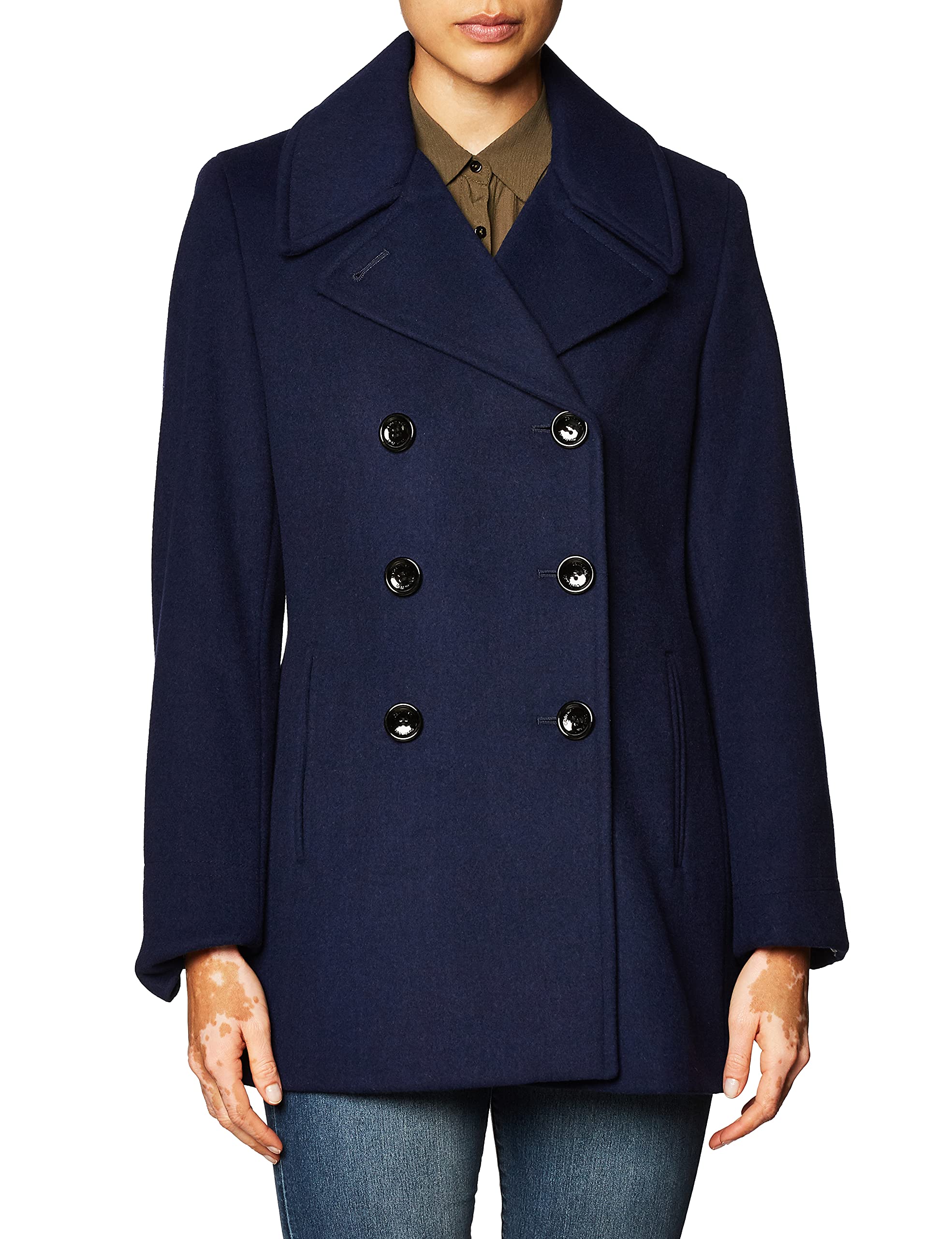 Calvin Klein Women's Double Breasted Wool Peacoat Coat - Petite, Standard & Plus Sizes | Warm Winter Outerwear for Work, Dating & Formal Occasions