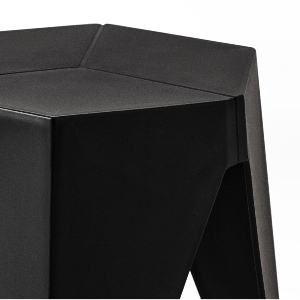 2-Pack Black Plastic Bar Stools - Stackable Foot Stools for Kitchen Counter, Game Room & Outdoor Patio Furniture