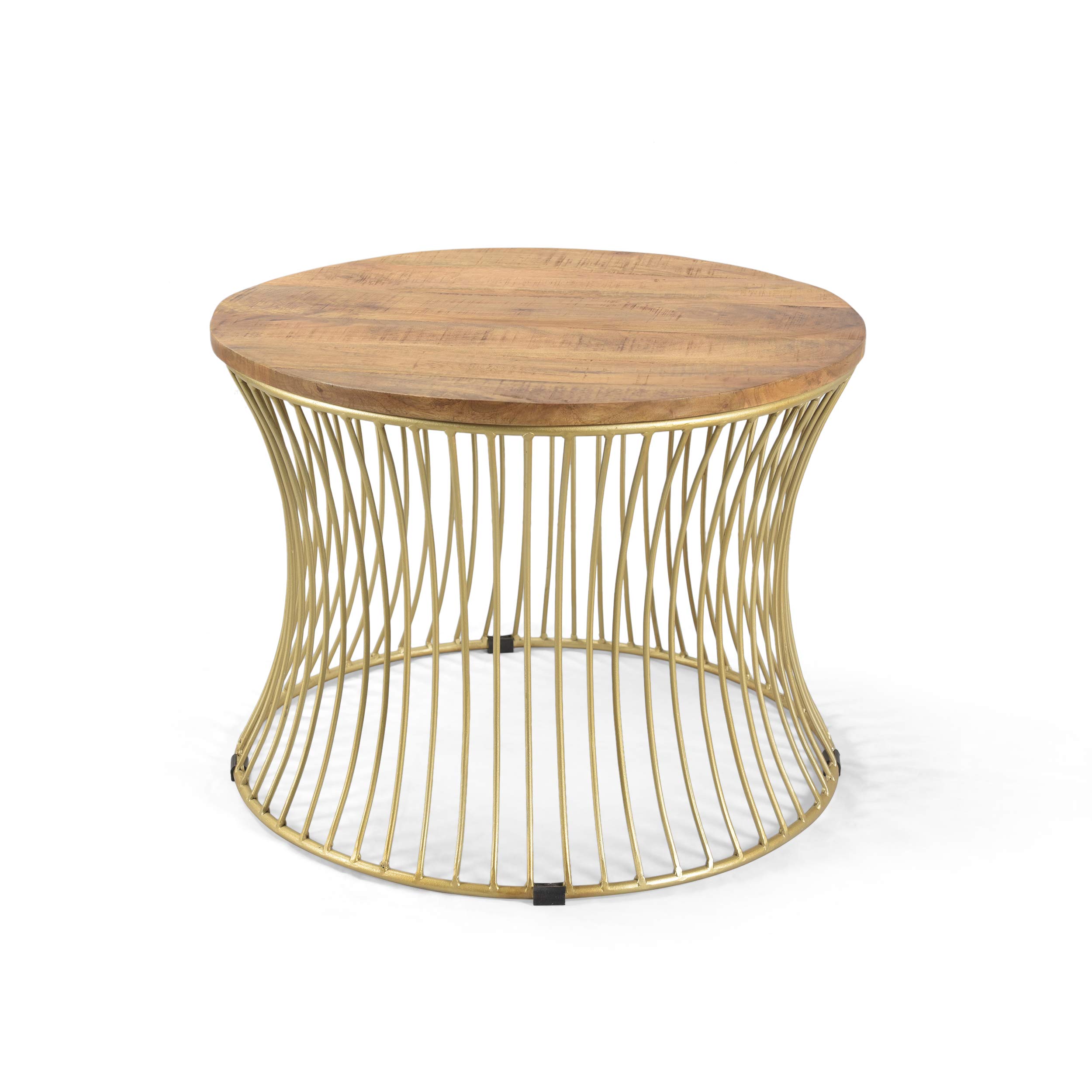 Christopher Knight Home Lydia Coffee Table - Natural Wood Finish with Gold Accents - Perfect for Living Room, Lounge & Home Decor