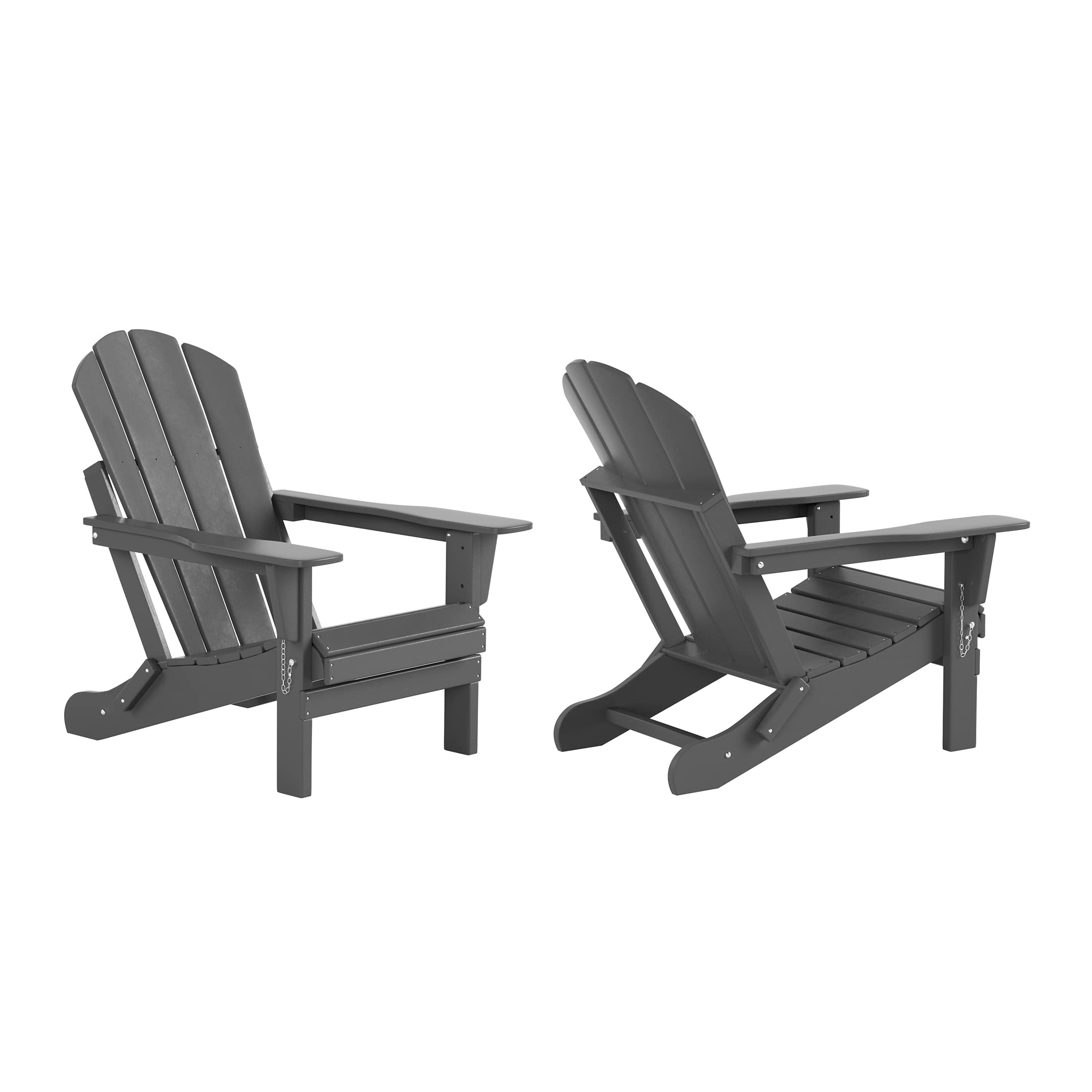 WestinTrends Malibu 3-Piece Outdoor Patio Furniture Set - All-Weather Plastic Adirondack Chairs (Set of 2) with Coffee Table - Gray - Perfect for Porch, Lawn, Backyard, Garden & Poolside Relaxation