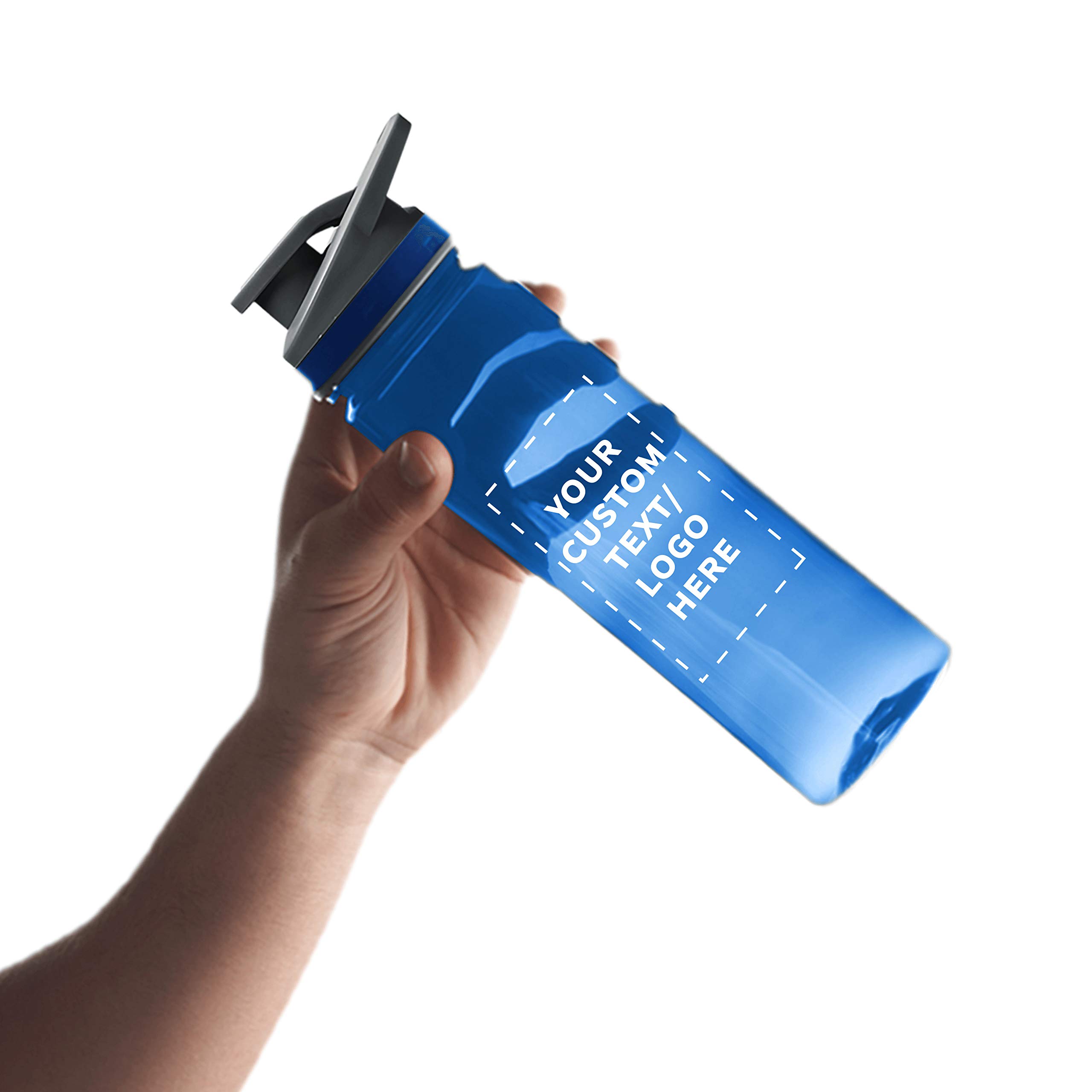 Custom Sports Water Bottles 22oz (Set of 50) - Personalized Bulk Pack - Reusable & Leakproof with Lids - Blue - Perfect for Team Sports, Gym, Schools & Corporate Events