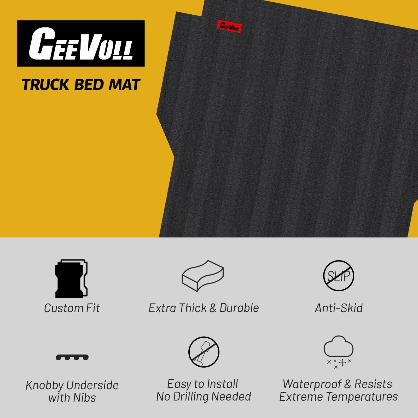 Heavy Duty Rubber Truck Bed Mat for 2005-2023 Toyota Tacoma 6ft Bed - Extra Thick, Black, Custom Fit Bed Liner | Durable Protection for Hauling, Off-Roading & Work Trucks
