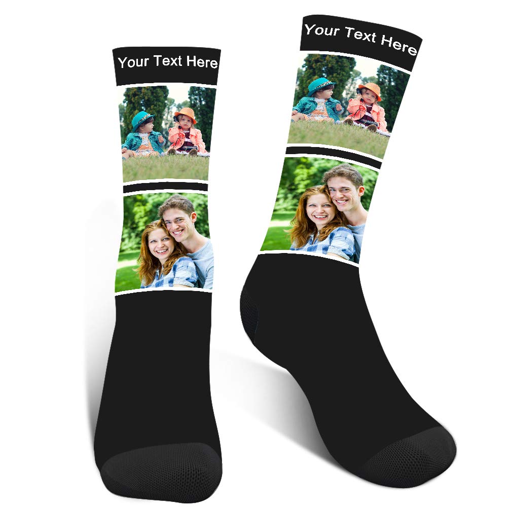 Custom Photo Socks for Women & Men - Personalized with 2 Pictures | Funny & Unique Gift for Couples, Birthday, Christmas | Wear for Parties, Gifts, Casual Outfits