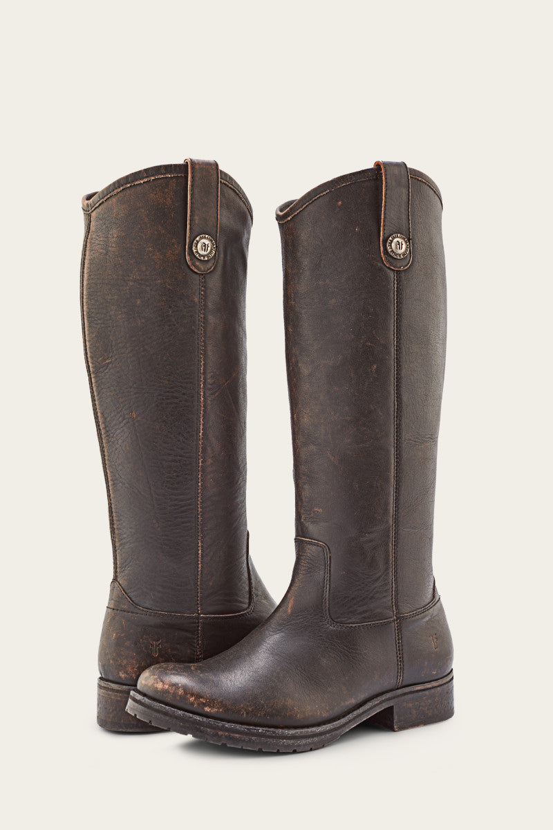 Vintage Melissa Double Sole Button Lug Tall Boots - Eco-Friendly Pre-Loved Fashion for Women | Perfect for Fall Outfits, Casual Wear & Retro Style