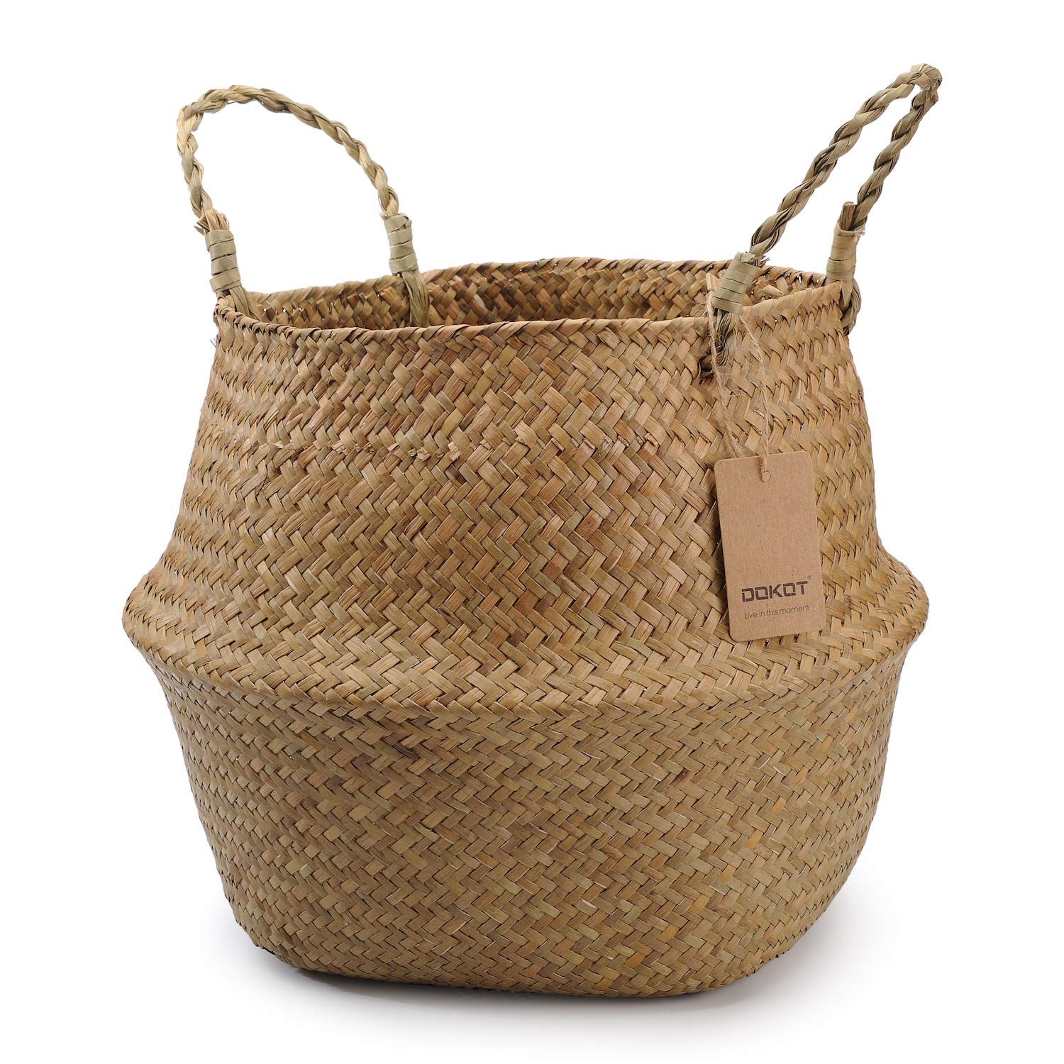 DOOKOT Woven Seagrass Storage Basket with Handles - 7