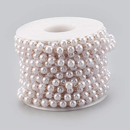 White Pearl & 18K Gold Links, 4x3.5mm